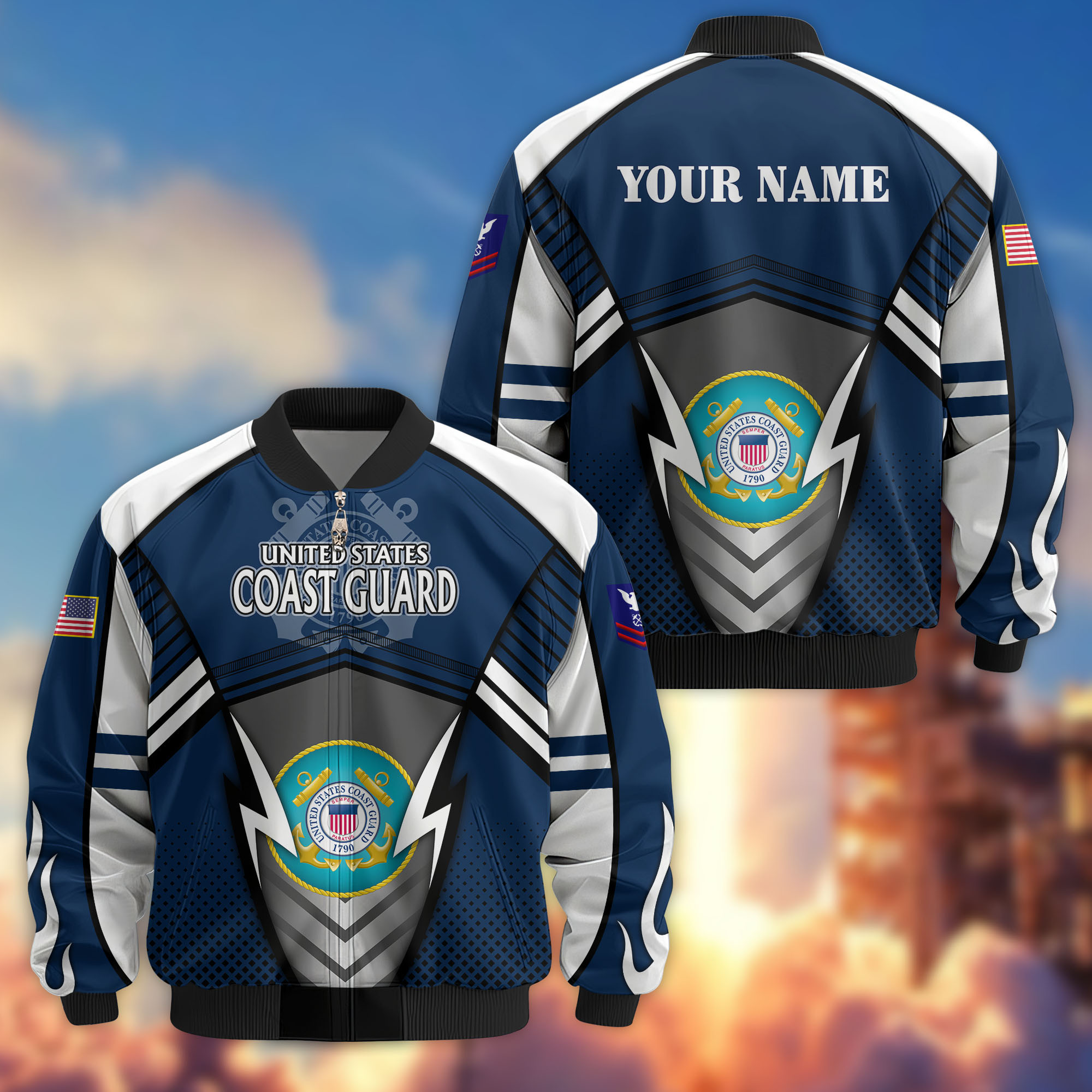 Premium Custom USCG Veteran Bomber Jacket VPVC808805, Gifts For Coast Guard Veteran, Gifts On Father’s Day, Veterans Day