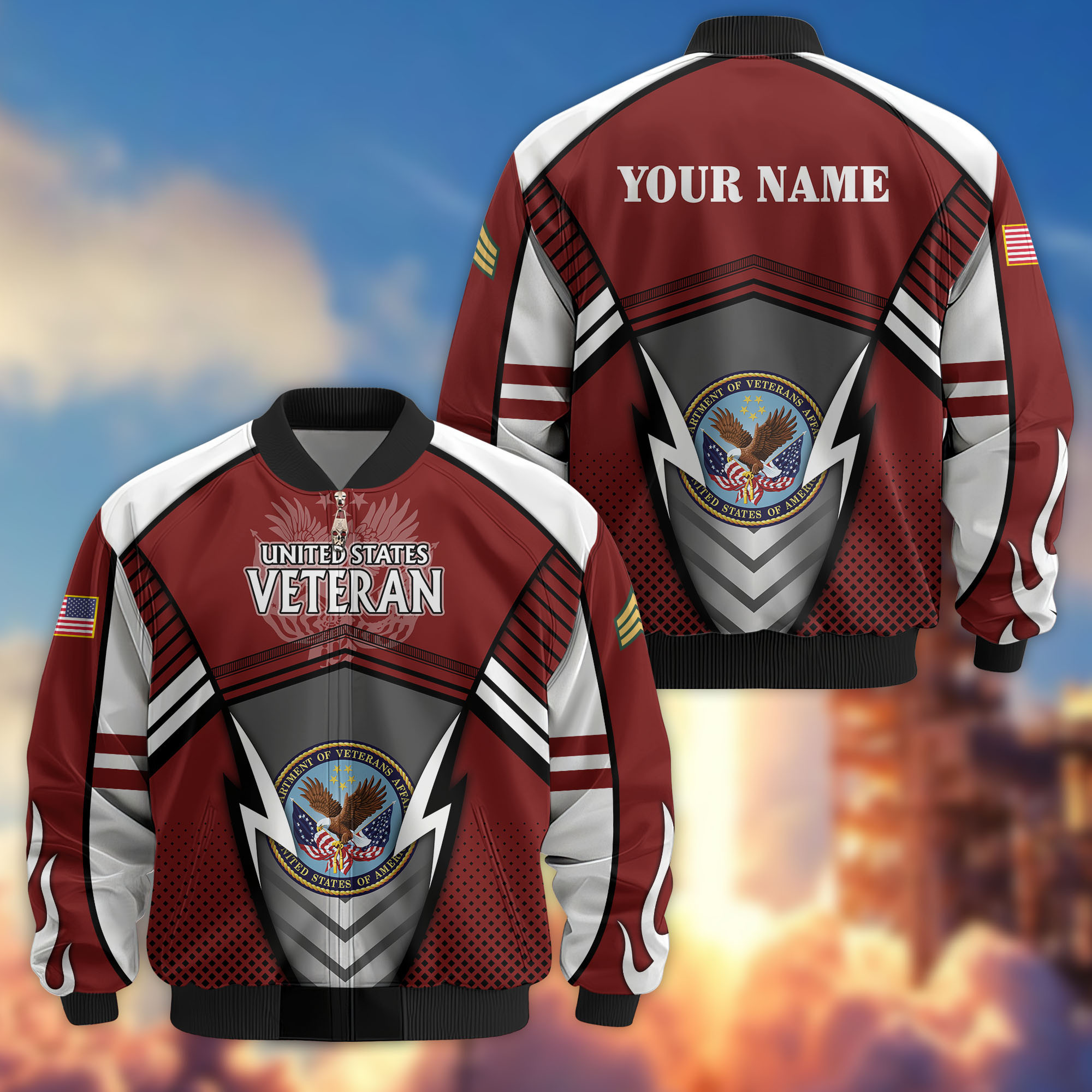 Premium Custom US Veteran Bomber Jacket VPVC808807, Gifts For US Veteran, Gifts On Father’s Day, Veterans Day