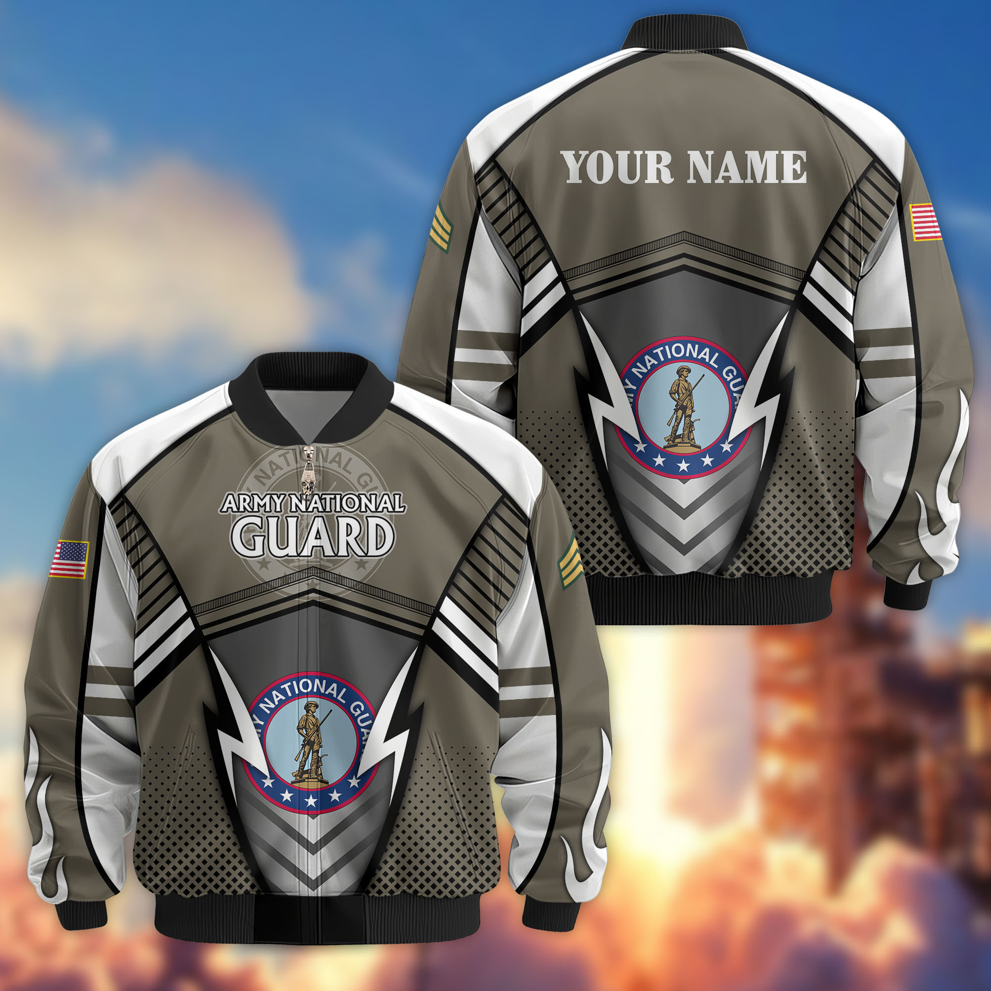 Premium Custom US Army National Guard Veteran Bomber Jacket VPVC808808, Gifts For Army National Guard Veteran, Gifts On Father’s Day, Veterans Day