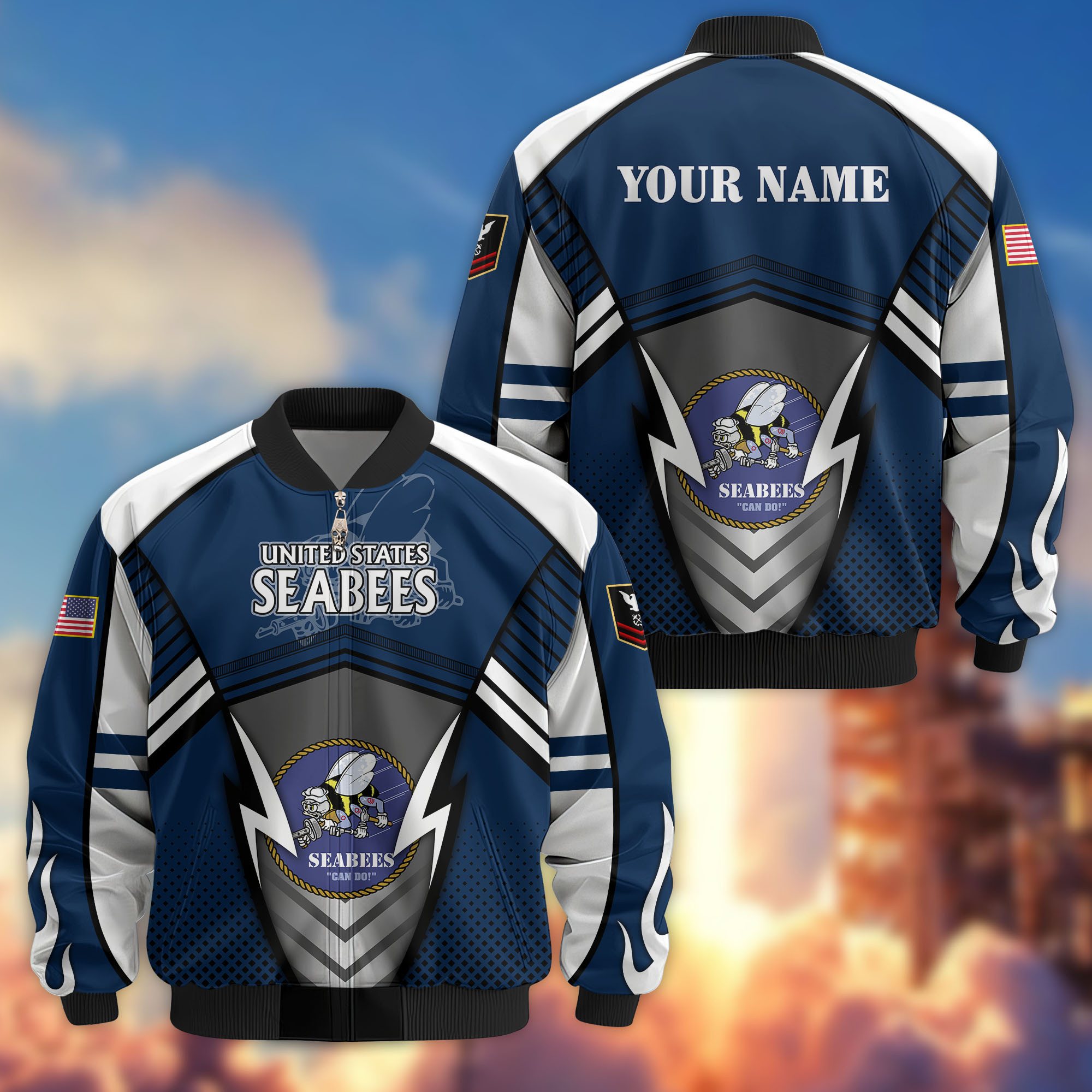 Premium Custom US Seabees Bomber Jacket VPVC808809, Gifts For Seabees Veteran, Gifts On Father’s Day, Veterans Day