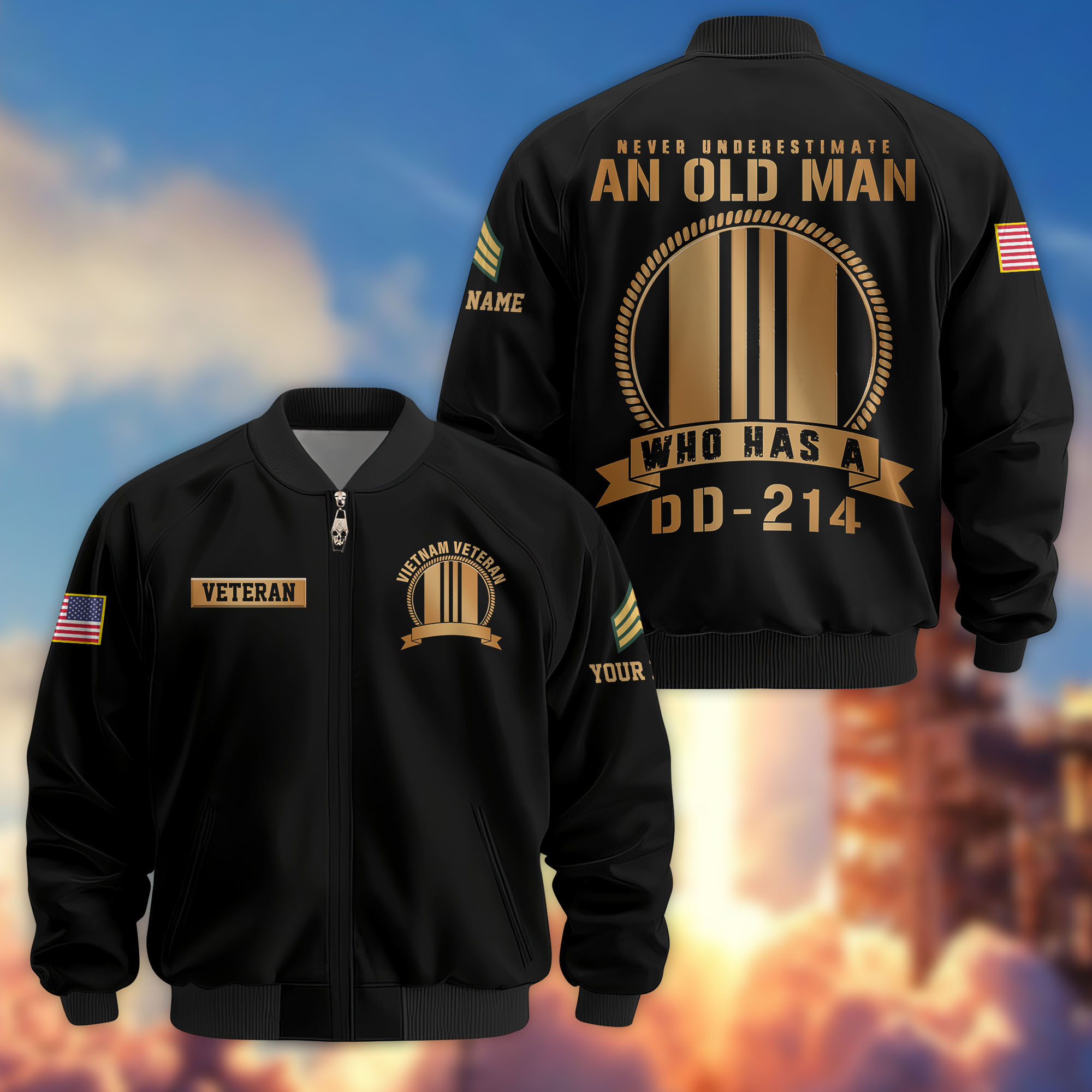Premium Custom Vietnam Veteran Bomber Jacket VPVC808906, Gifts For Vietnam Veteran, Gifts On Father’s Day, Veterans Day