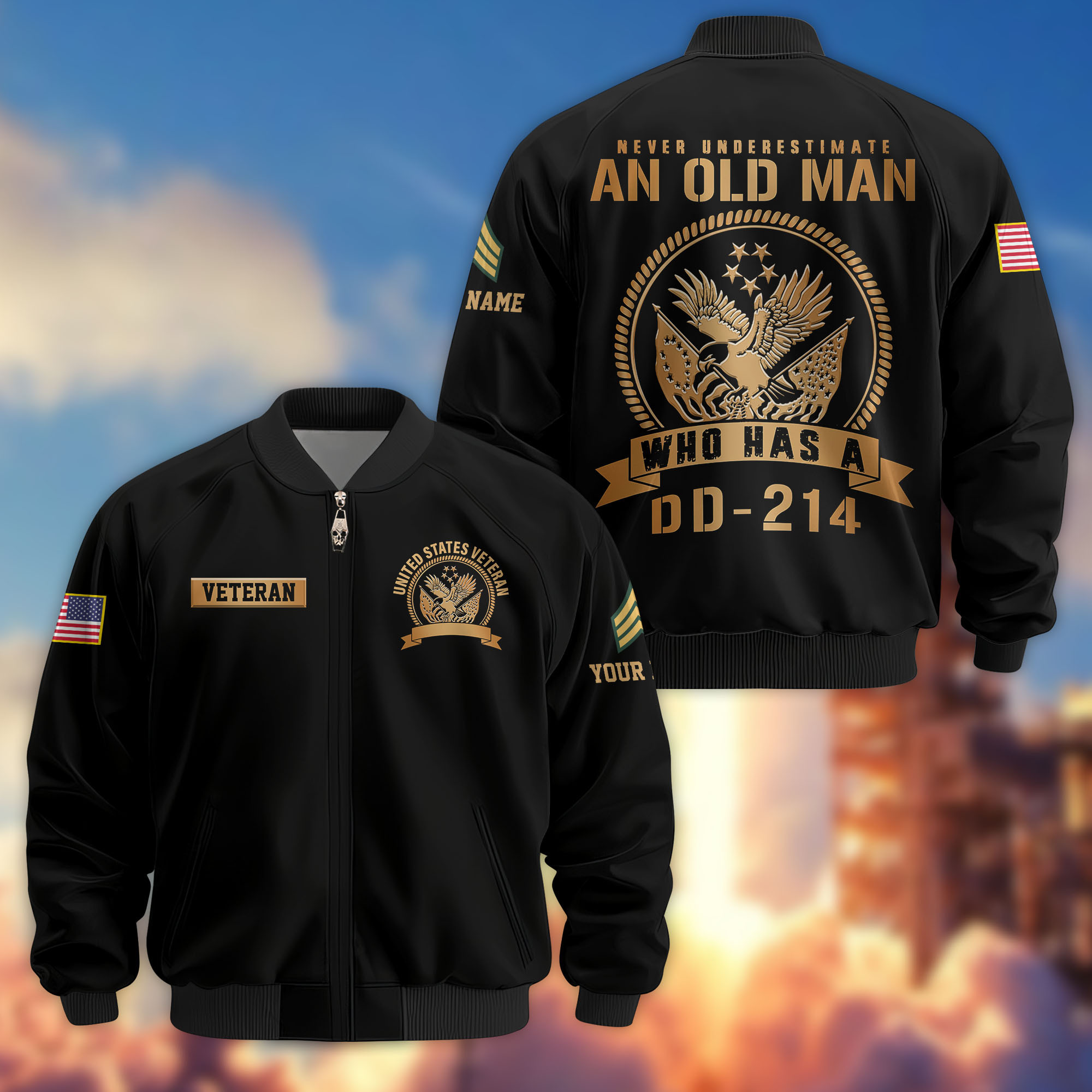 Premium Custom US Veteran Bomber Jacket VPVC808907, Gifts For US Veteran, Gifts On Father’s Day, Veterans Day
