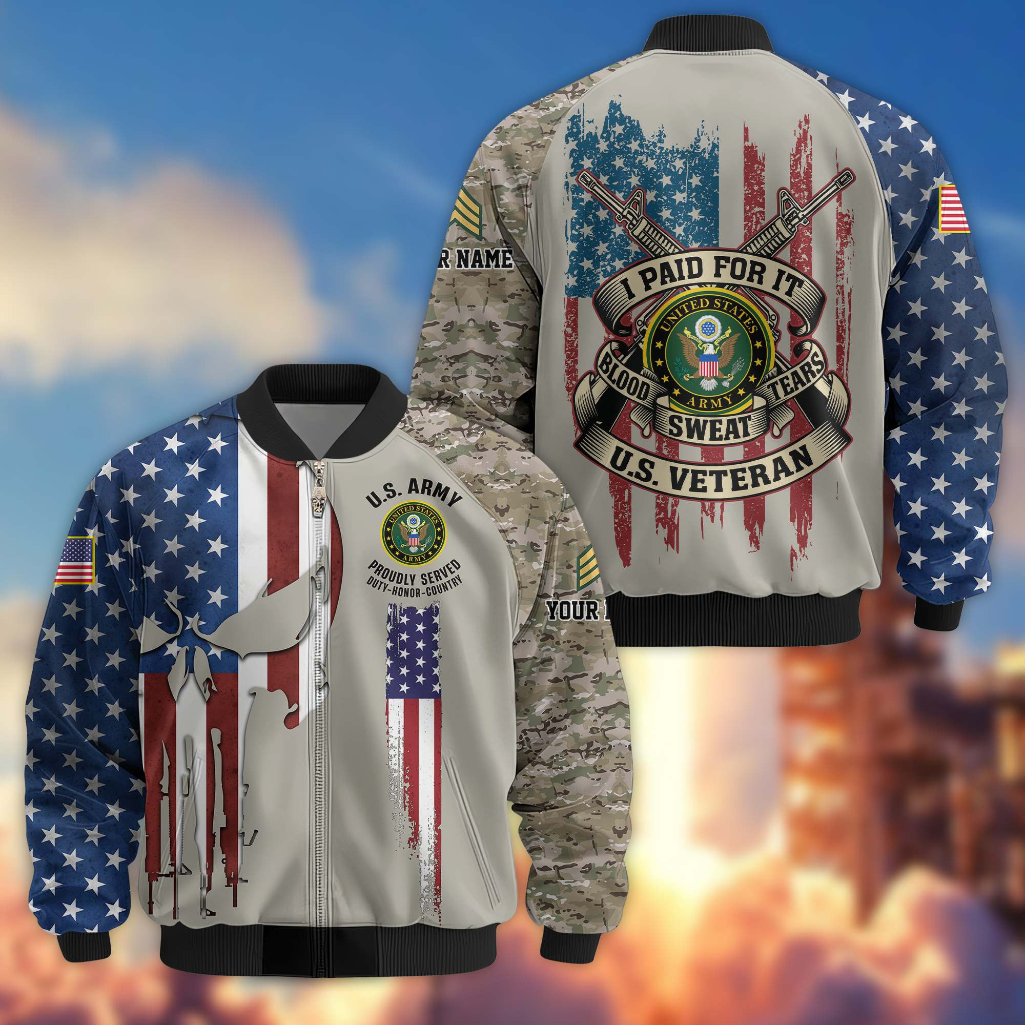 Premium Custom US Army Veteran Bomber Jacket VPVC807801, Gifts For US Army Veteran, Gifts On Father’s Day, Veterans Day