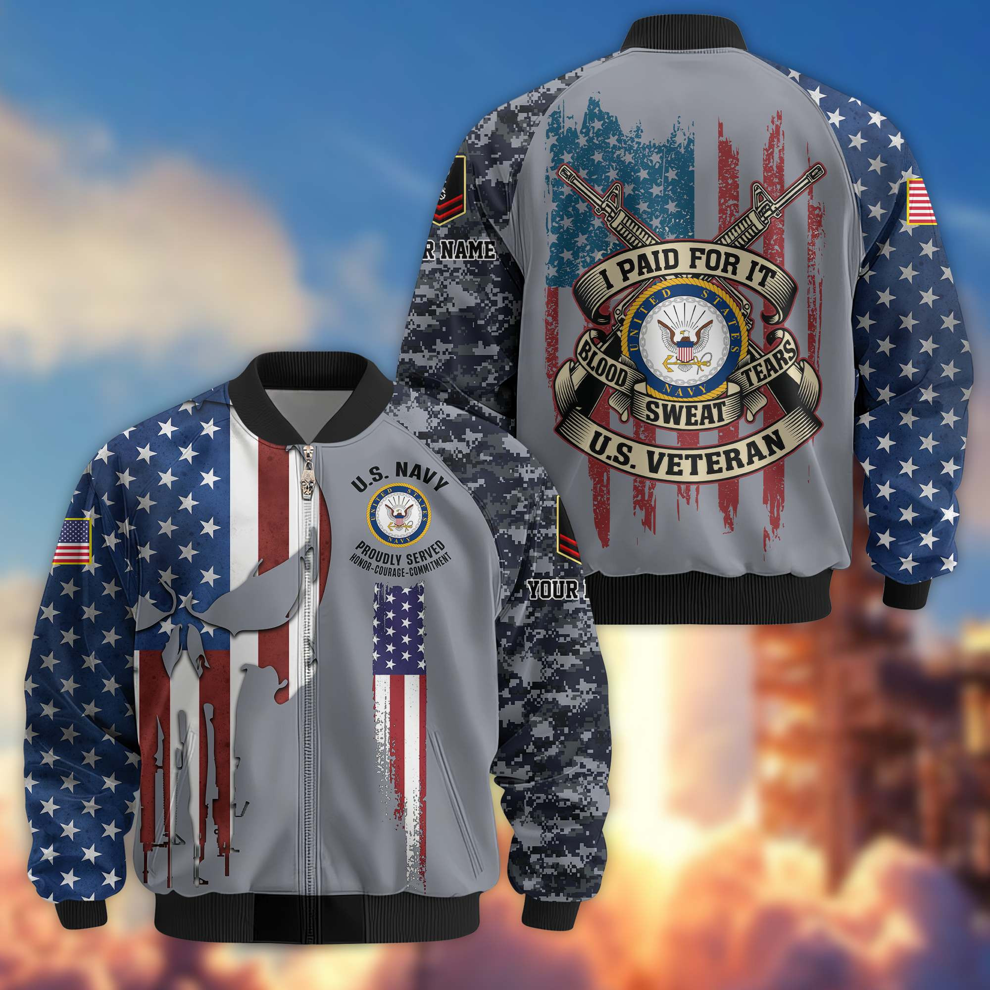 Premium Custom US Navy Veteran Bomber Jacket VPVC807802, Gifts For US Navy Veteran, Gifts On Father’s Day, Veterans Day