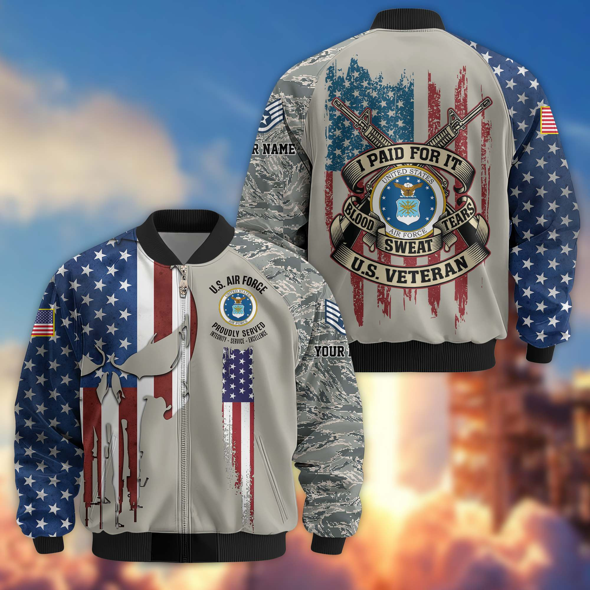 Premium Custom USAF Veteran Bomber Jacket VPVC807804, Gifts For US Air Force Veteran, Gifts On Father’s Day, Veterans Day
