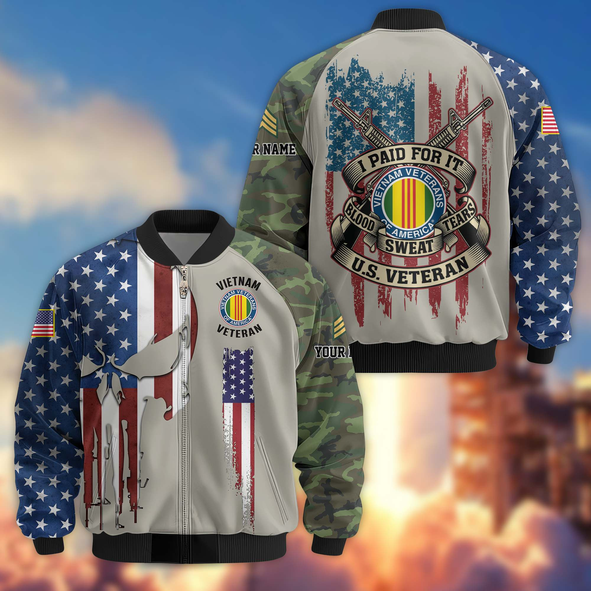 Premium Custom Vietnam Veteran Bomber Jacket VPVC807806, Gifts For Vietnam Veteran, Gifts On Father’s Day, Veterans Day