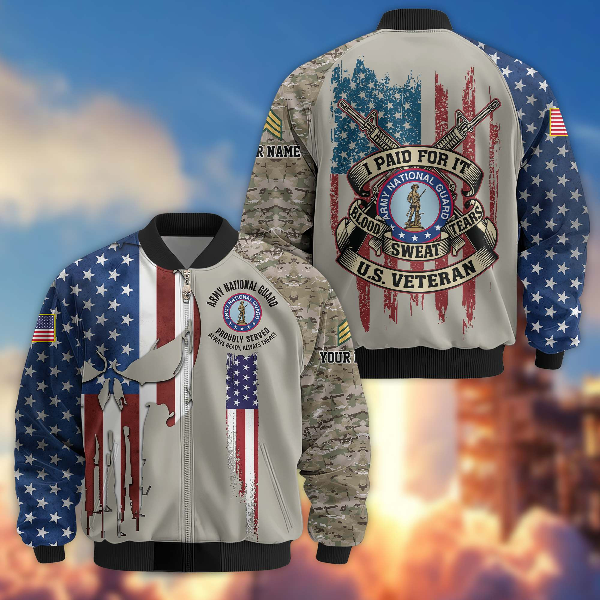 Premium Custom US Army National Guard Veteran Bomber Jacket VPVC807808, Gifts For Army National Guard Veteran, Gifts On Father’s Day, Veterans Day