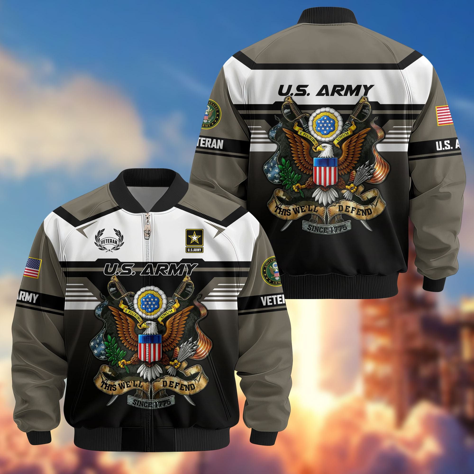 Premium US Veterans Bomber Jacket ATTN071021, Gifts For US Veterans, Gifts On Father’s Day, Veterans Day