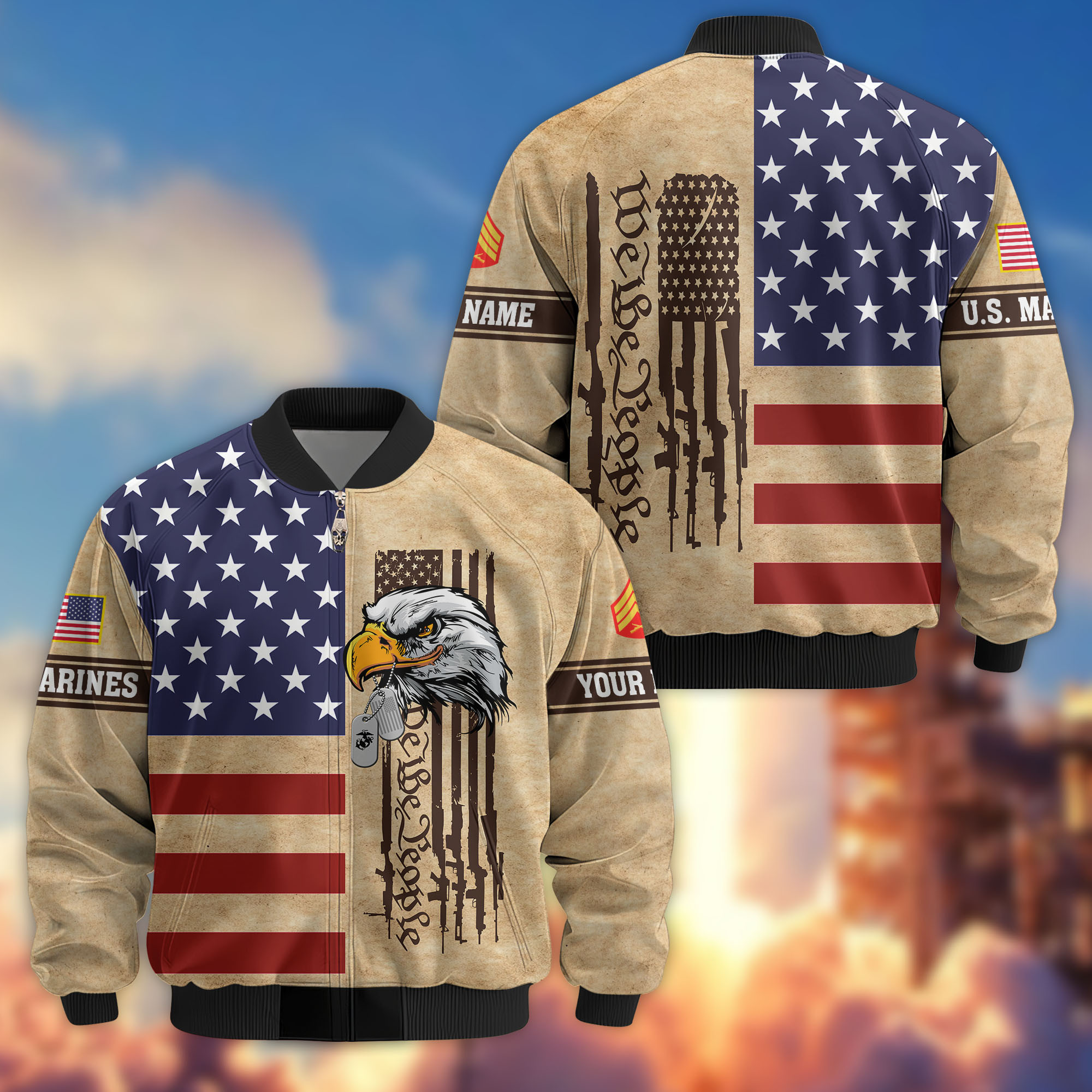 Premium Custom USMC Veteran Bomber Jacket VPVC809003, Gifts For US Marine Veteran, Gifts On Father’s Day, Veterans Day