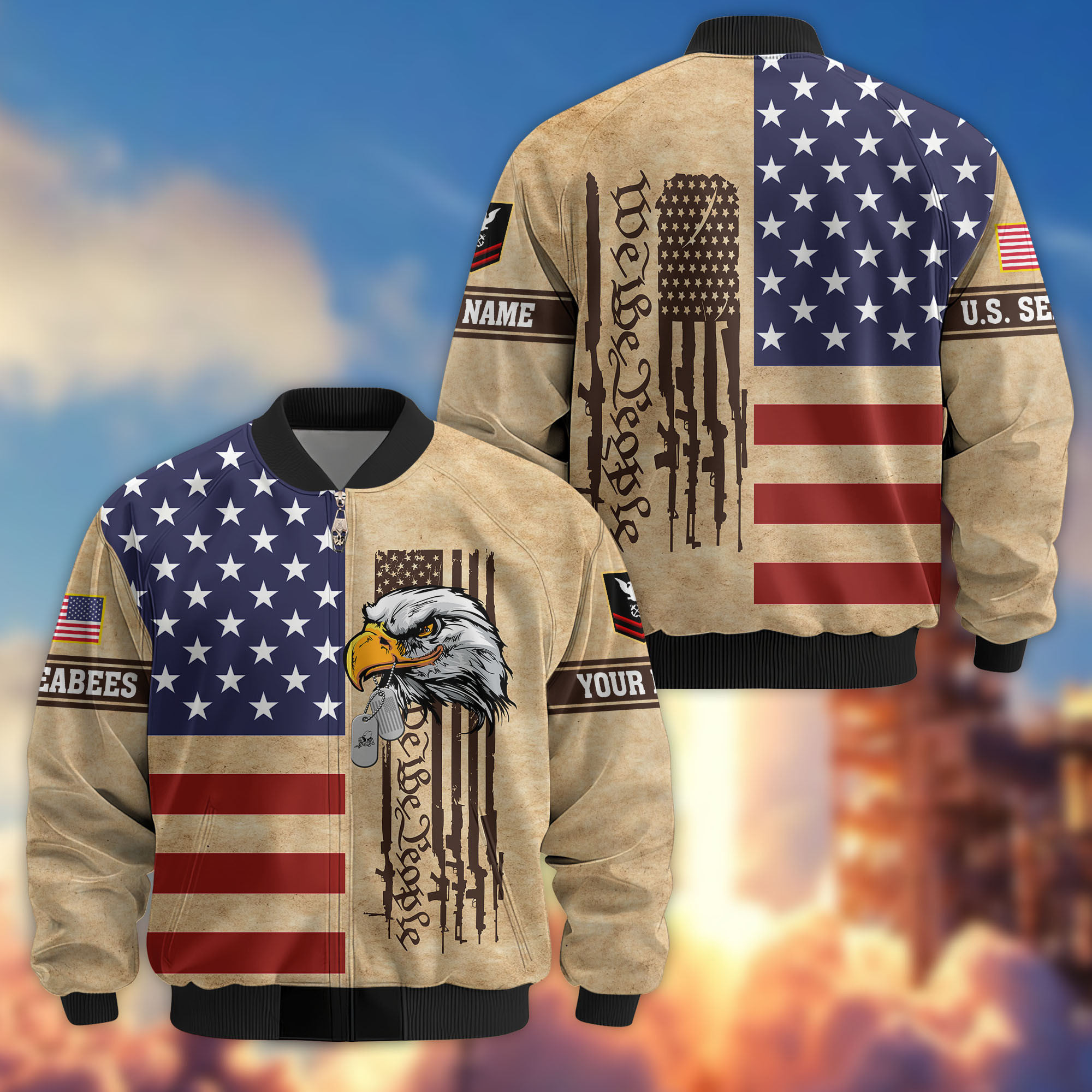 Premium Custom US Seabees Bomber Jacket VPVC809009, Gifts For Seabees Veteran, Gifts On Father’s Day, Veterans Day