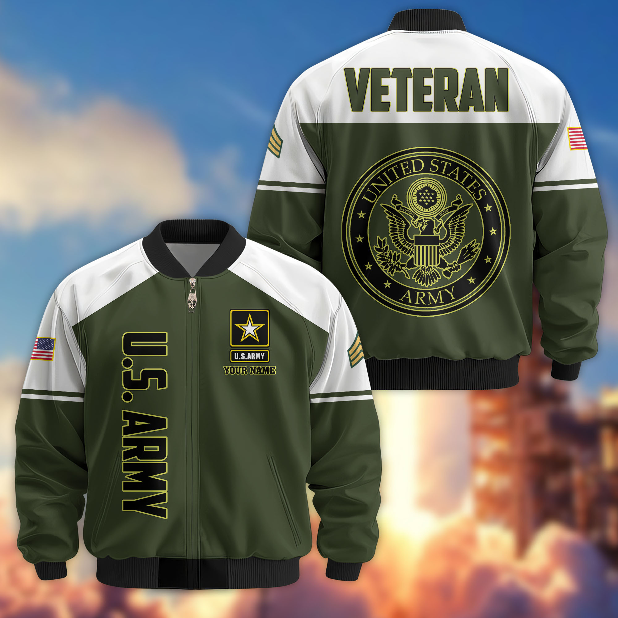 Premium Custom US Army Veteran Bomber Jacket VPVC809101, Gifts For US Army Veteran, Gifts On Father’s Day, Veterans Day