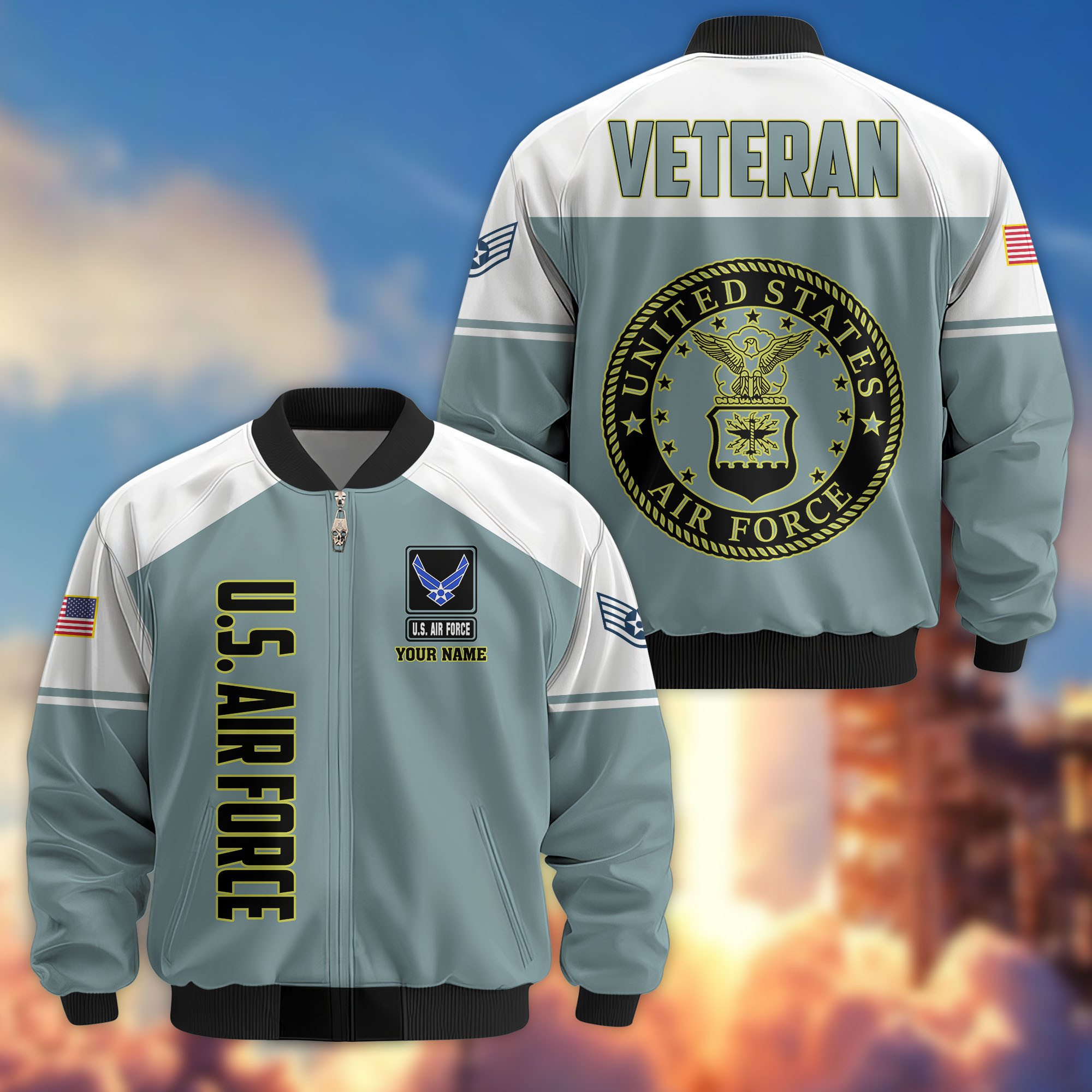 Premium Custom USAF Veteran Bomber Jacket VPVC809104, Gifts For US Air Force Veteran, Gifts On Father’s Day, Veterans Day