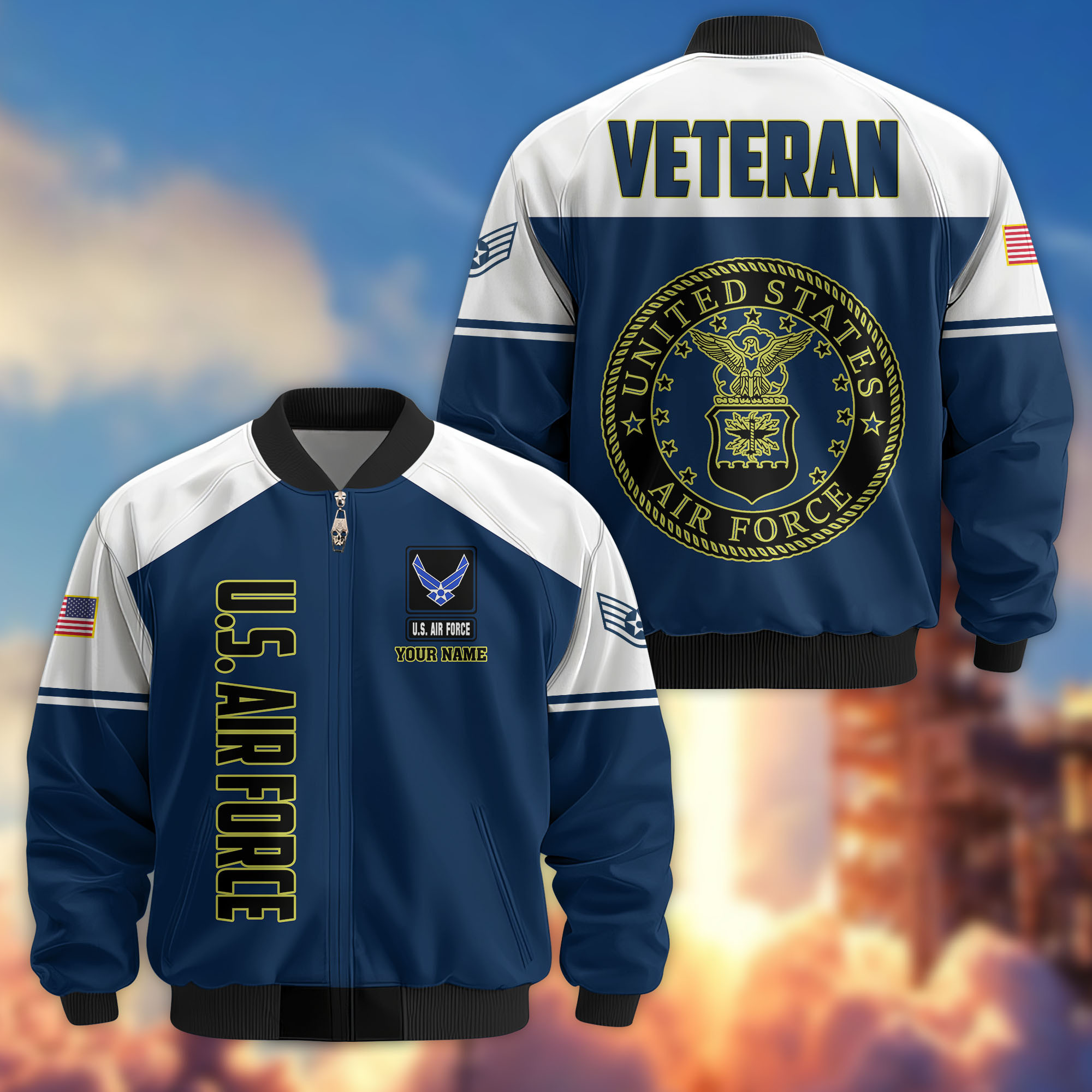 Premium Custom USAF Veteran Bomber Jacket VPVC809112, Gifts For US Air Force Veteran, Gifts On Father’s Day, Veterans Day