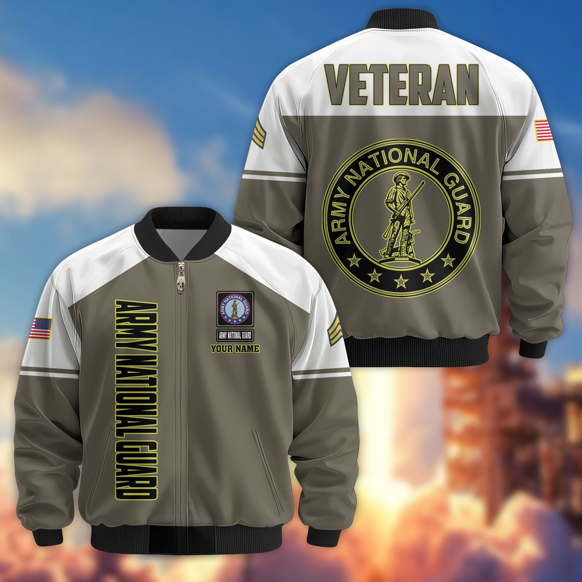 Premium Custom US Army National Guard Veteran Bomber Jacket VPVC809108, Gifts For Army National Guard Veteran, Gifts On Father’s Day, Veterans Day