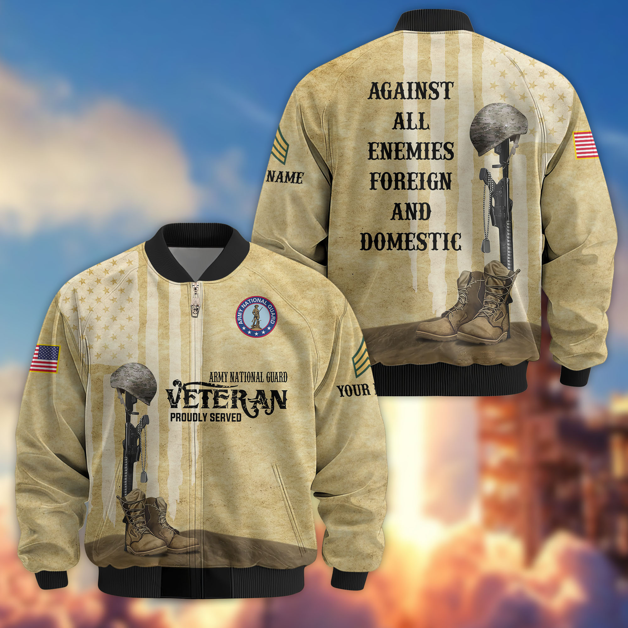 Premium Custom US Army National Guard Veteran Bomber Jacket VPVC809208, Gifts For Army National Guard Veteran, Gifts On Father’s Day, Veterans Day