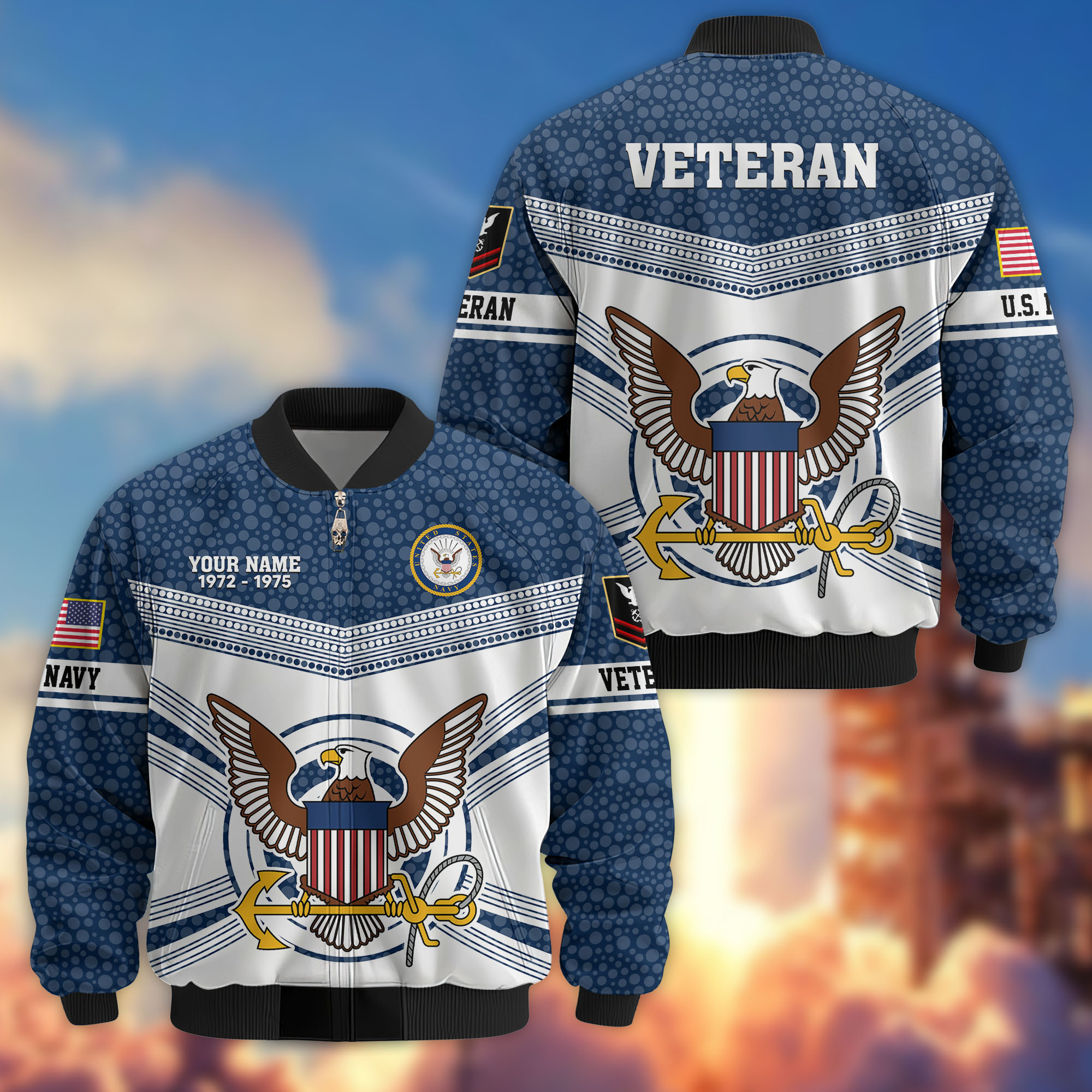 Premium Custom US Navy Veteran Bomber Jacket VPVC809702, Gifts For US Navy Veteran, Gifts On Father’s Day, Veterans Day