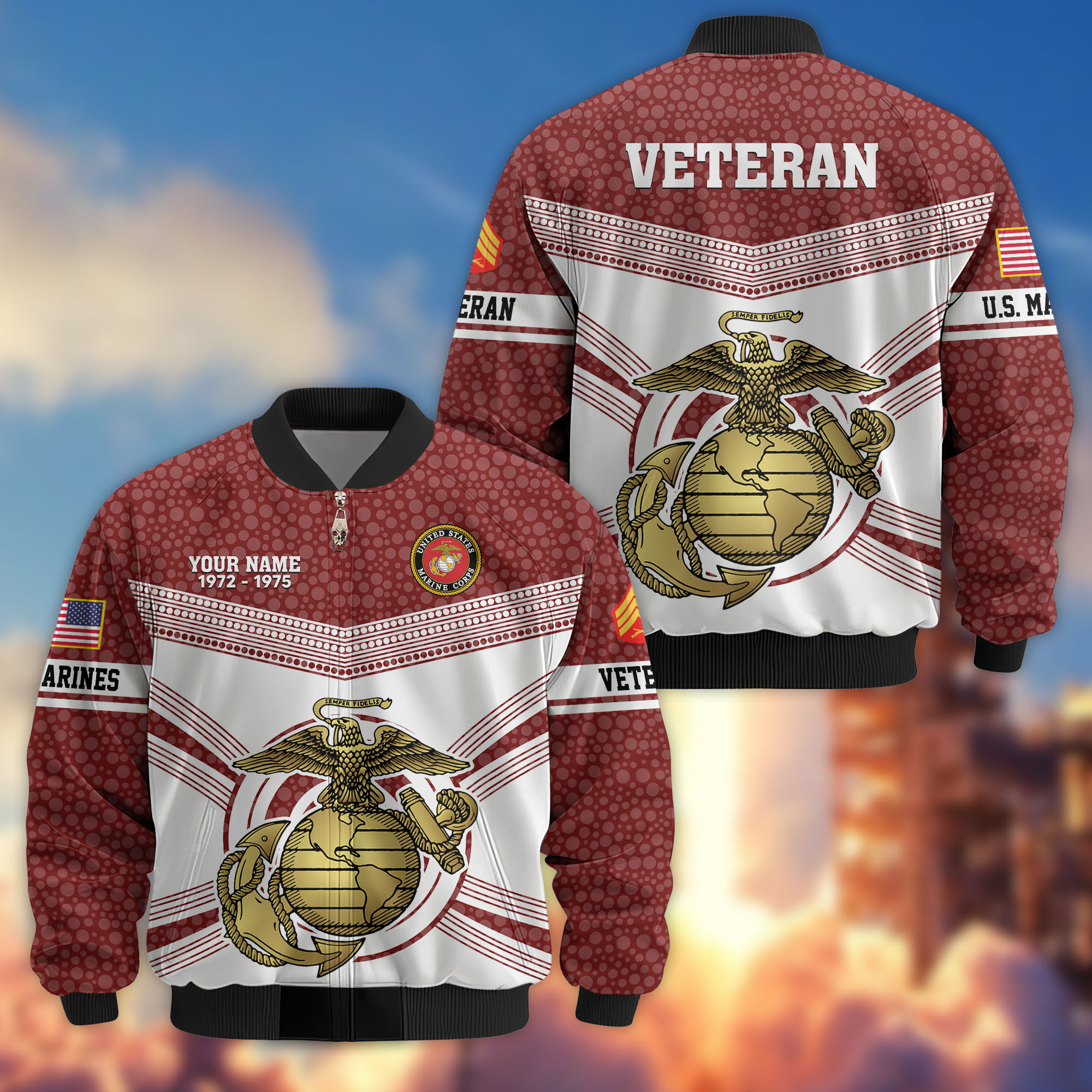 Premium Custom USMC Veteran Bomber Jacket VPVC809703, Gifts For US Marine Veteran, Gifts On Father’s Day, Veterans Day
