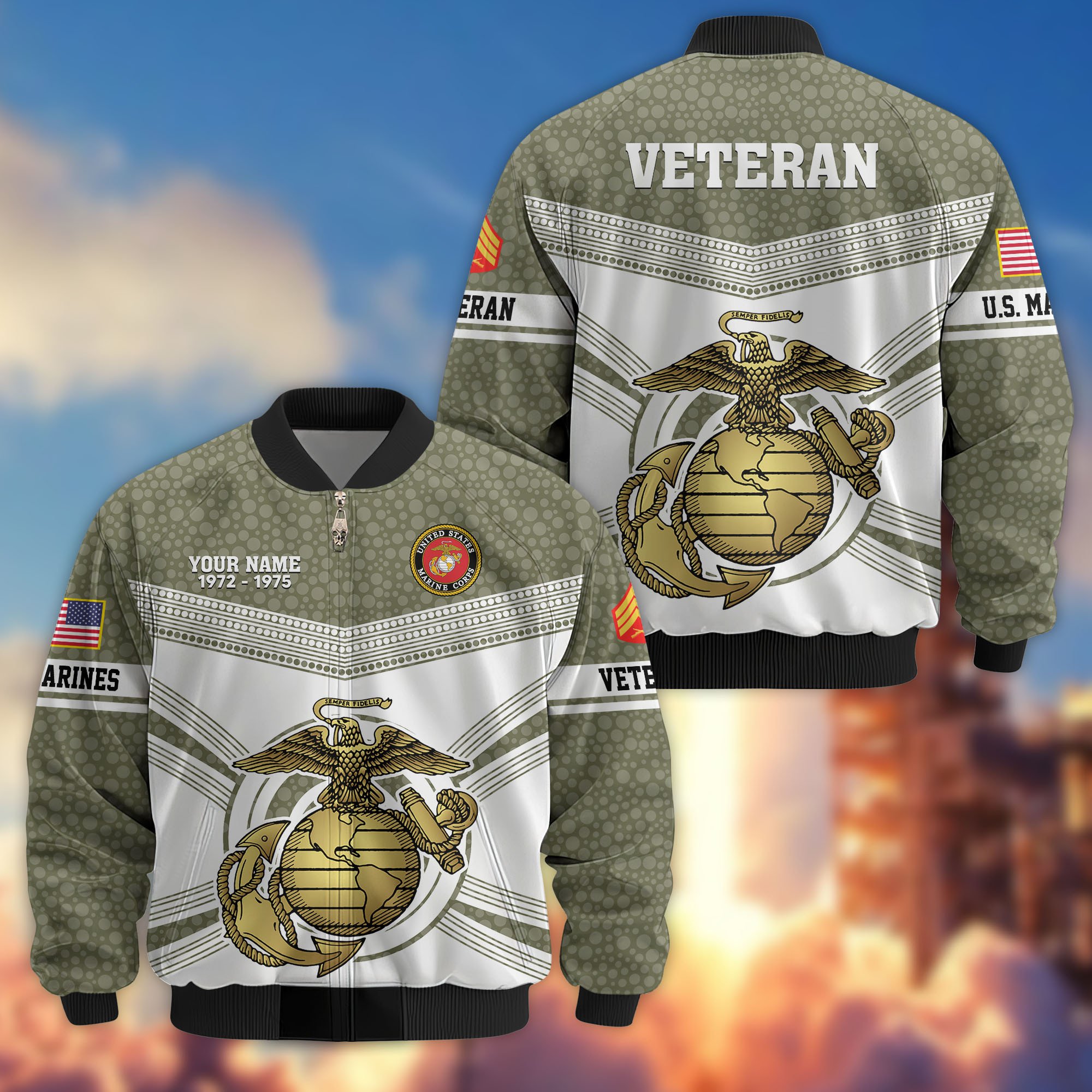Premium Custom USMC Veteran Bomber Jacket VPVC809711, Gifts For US Marine Veteran, Gifts On Father’s Day, Veterans Day
