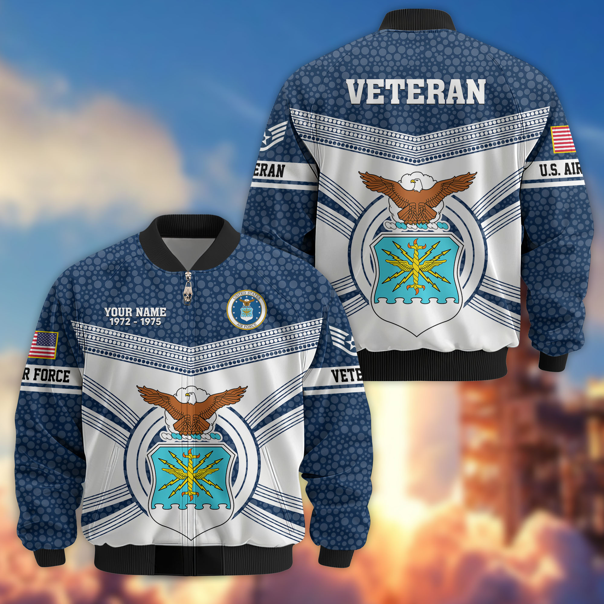 Premium Custom USAF Veteran Bomber Jacket VPVC809704, Gifts For US Air Force Veteran, Gifts On Father’s Day, Veterans Day