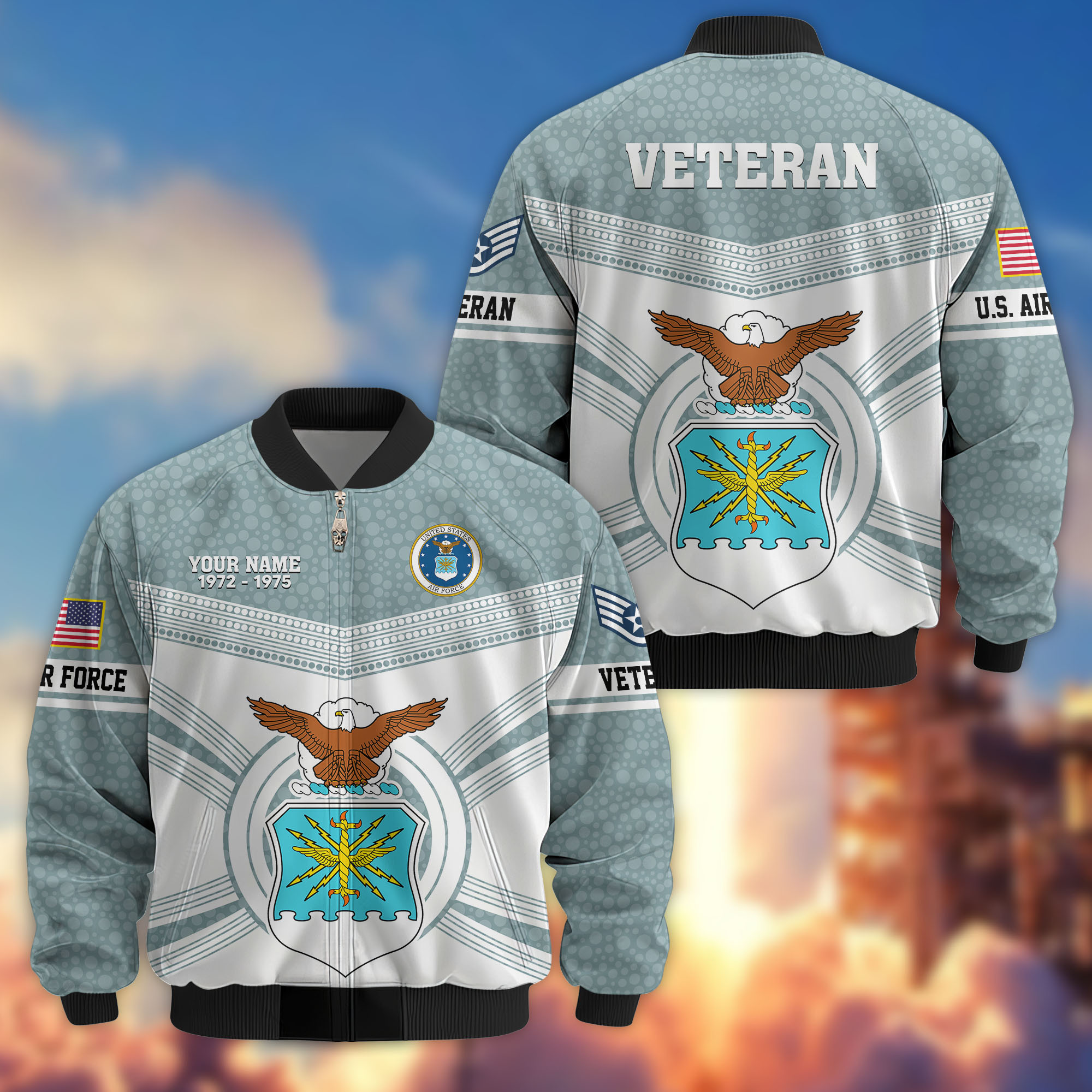 Premium Custom USAF Veteran Bomber Jacket VPVC809712, Gifts For US Air Force Veteran, Gifts On Father’s Day, Veterans Day