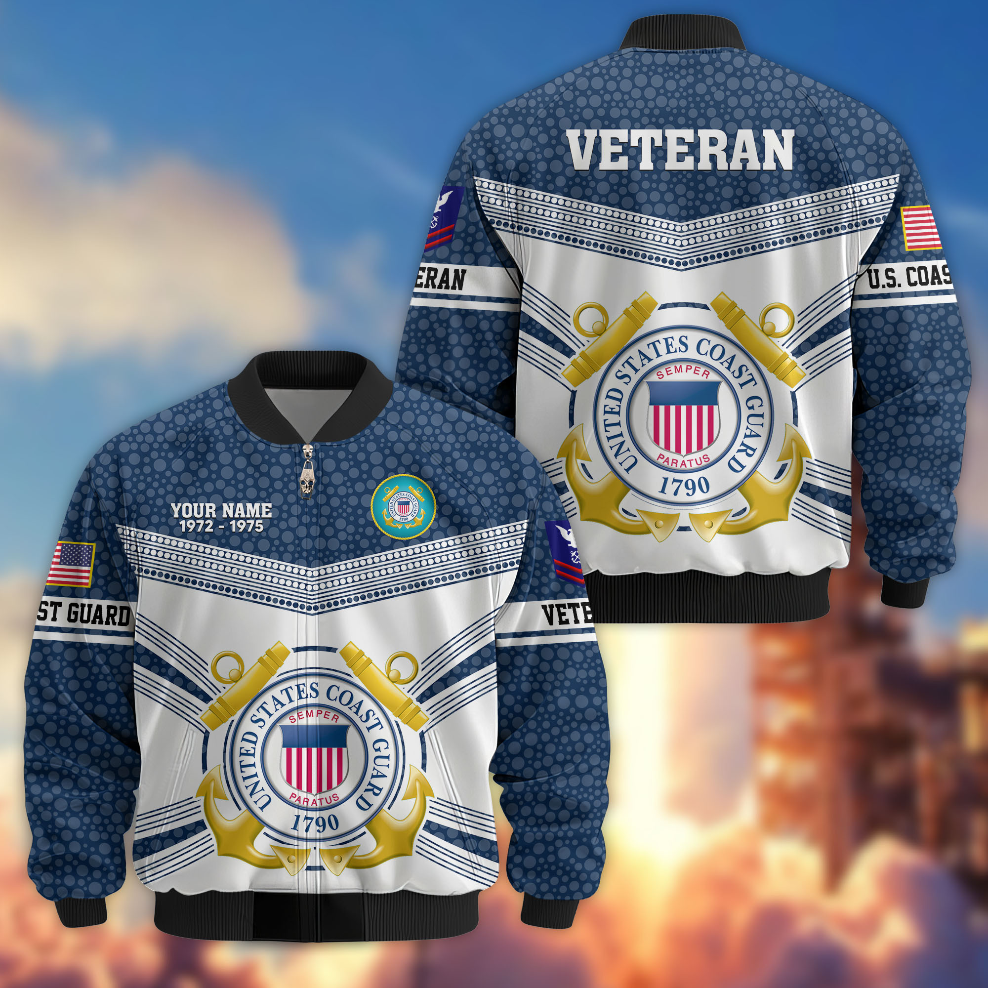 Premium Custom USCG Veteran Bomber Jacket VPVC809705, Gifts For Coast Guard Veteran, Gifts On Father’s Day, Veterans Day