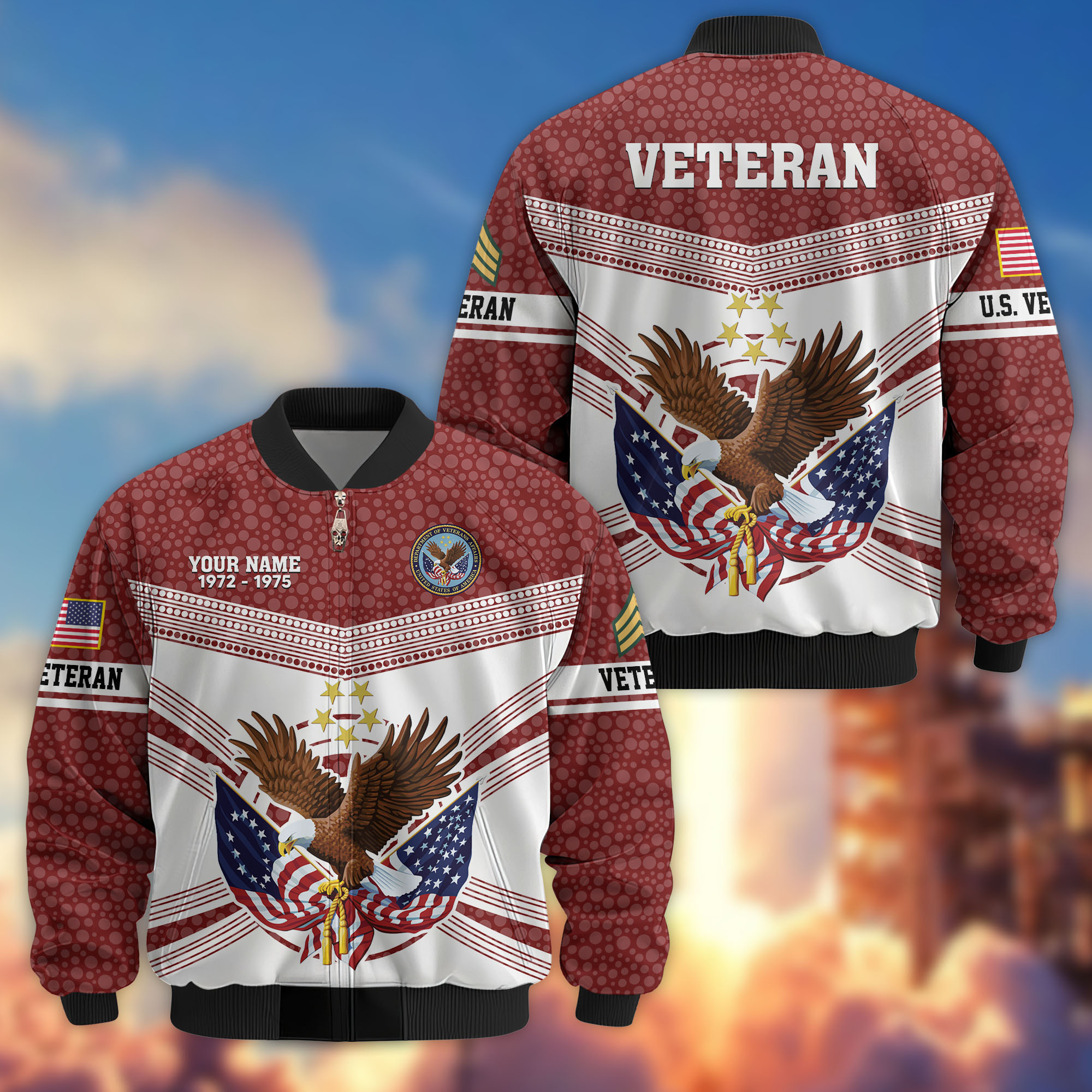 Premium Custom US Veteran Bomber Jacket VPVC809707, Gifts For US Veteran, Gifts On Father’s Day, Veterans Day