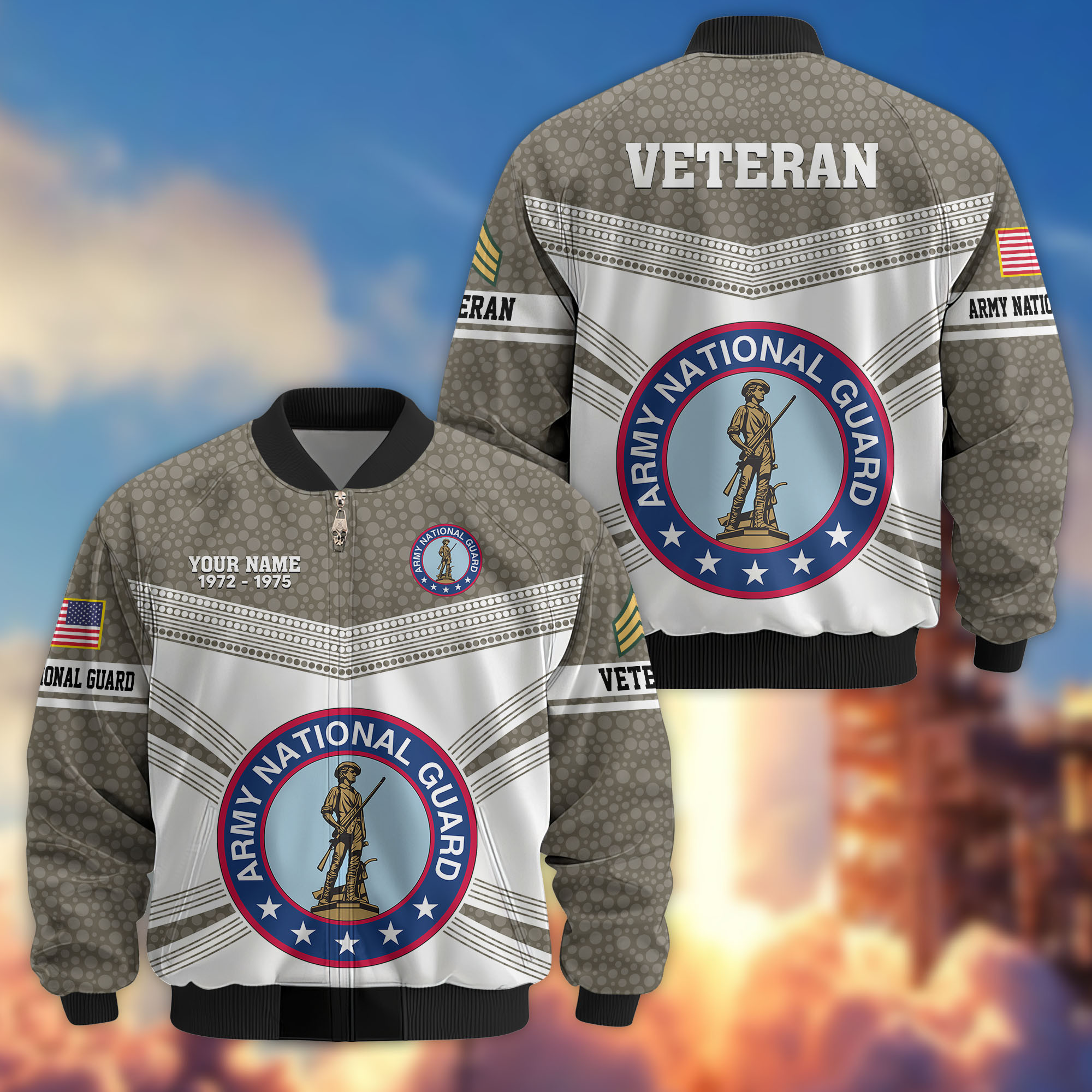 Premium Custom US Army National Guard Veteran Bomber Jacket VPVC809708, Gifts For Army National Guard Veteran, Gifts On Father’s Day, Veterans Day