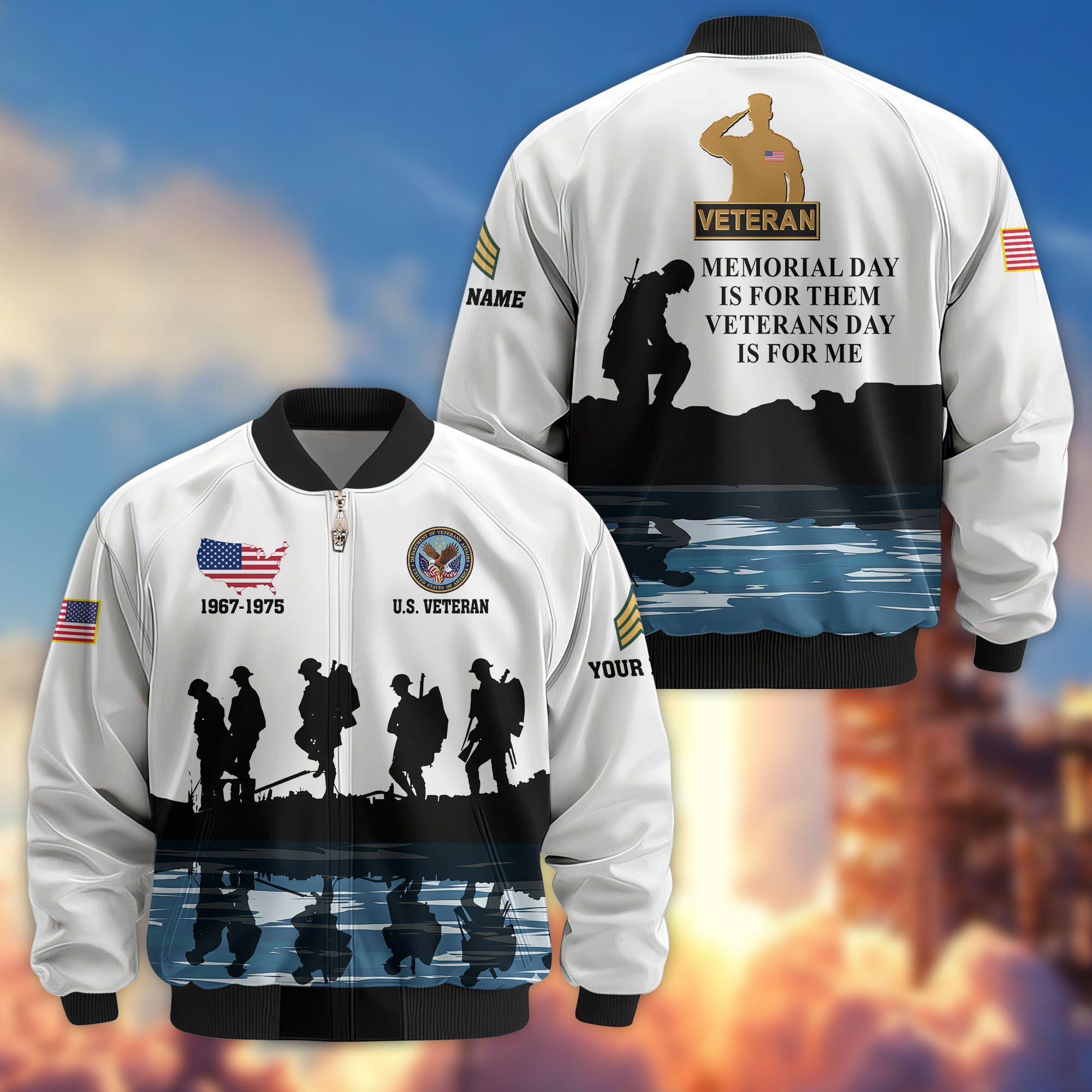 Premium Custom US Veteran Bomber Jacket VPVC810307, Gifts For US Veteran, Gifts On Father’s Day, Veterans Day