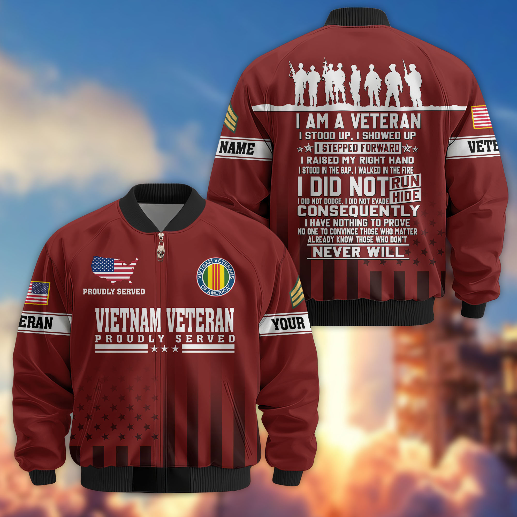 Premium Custom Vietnam Veteran Bomber Jacket VPVC810606, Gifts For Vietnam Veteran, Gifts On Father’s Day, Veterans Day