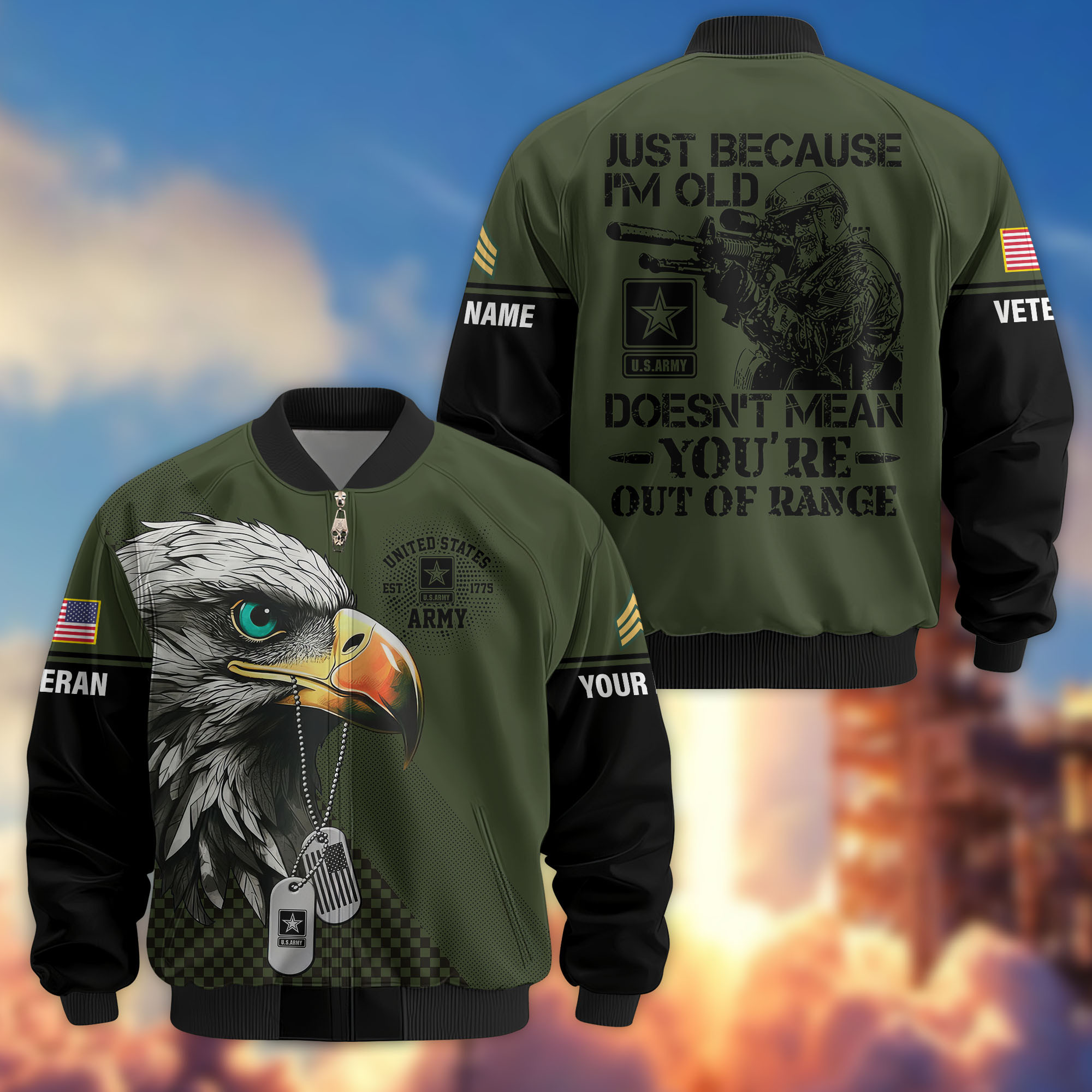 Premium Custom US Army Veteran Bomber Jacket VPVC810701, Gifts For US Army Veteran, Gifts On Father’s Day, Veterans Day
