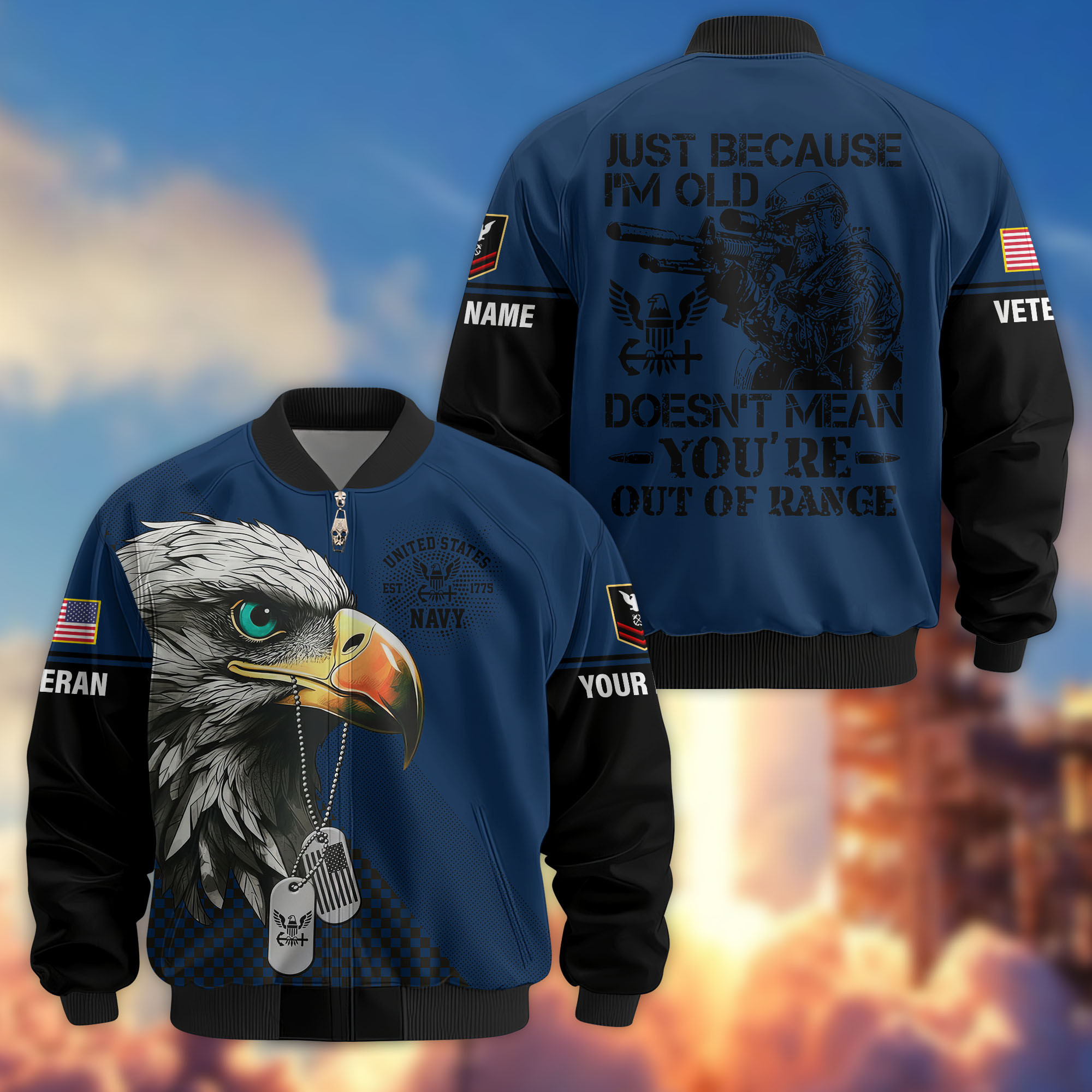 Premium Custom US Navy Veteran Bomber Jacket VPVC810702, Gifts For US Navy Veteran, Gifts On Father’s Day, Veterans Day