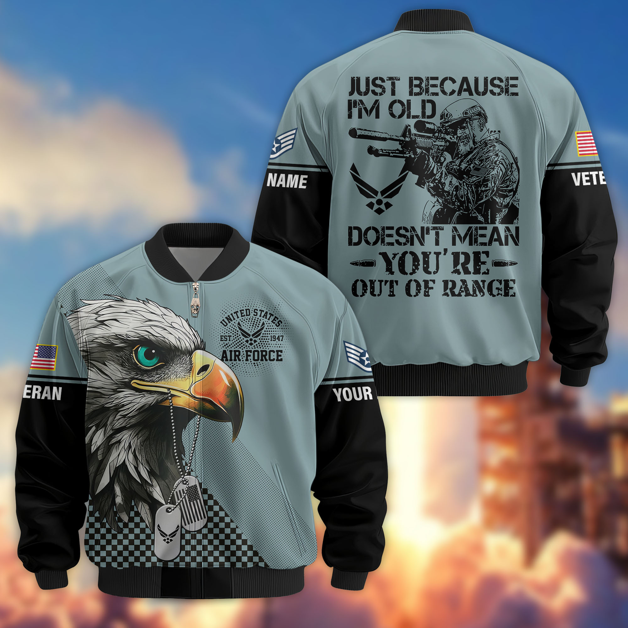 Premium Custom USAF Veteran Bomber Jacket VPVC810704, Gifts For US Air Force Veteran, Gifts On Father’s Day, Veterans Day