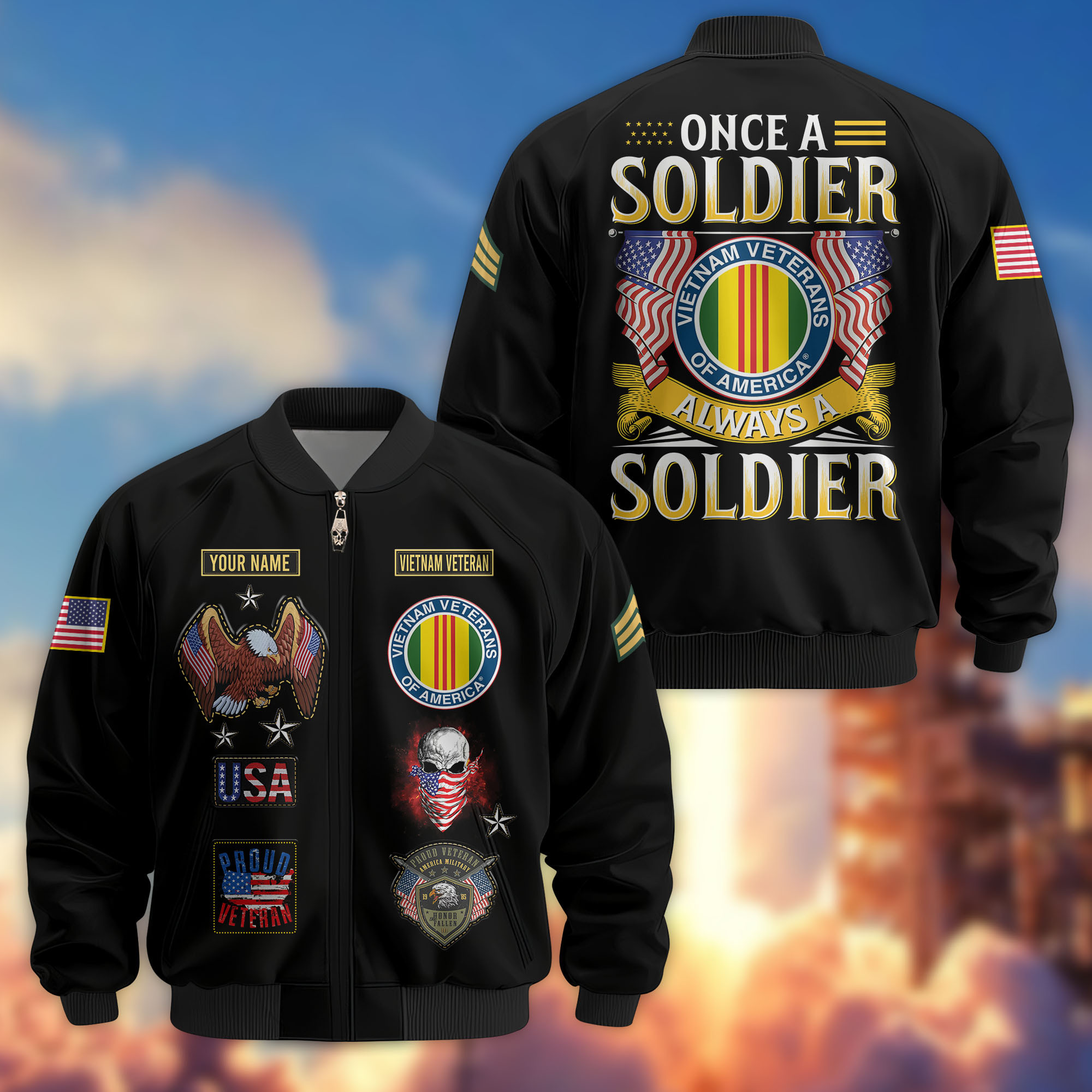 Premium Custom Vietnam Veteran Bomber Jacket VPVC810806, Gifts For Vietnam Veteran, Gifts On Father’s Day, Veterans Day