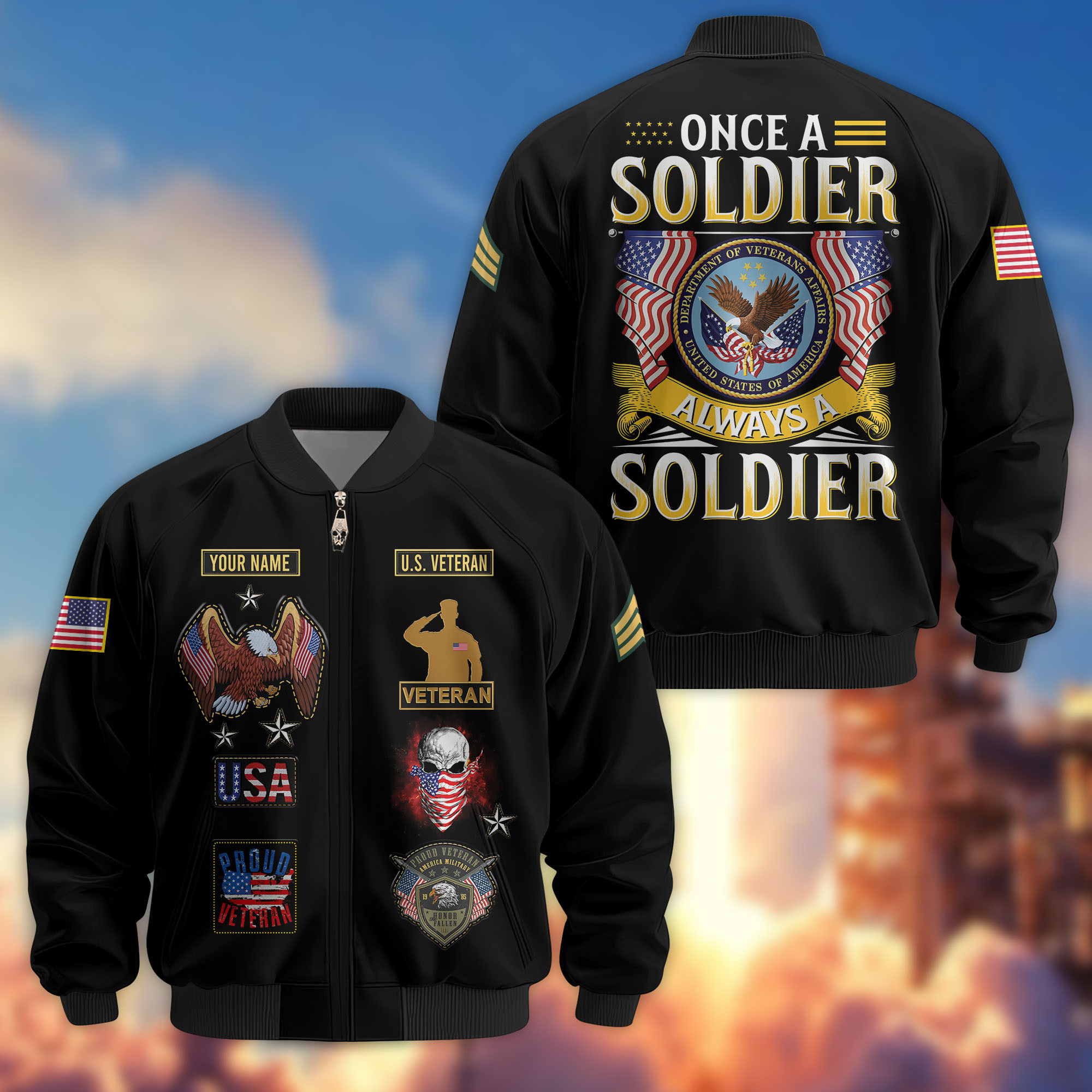 Premium Custom US Veteran Bomber Jacket VPVC810807, Gifts For US Veteran, Gifts On Father’s Day, Veterans Day