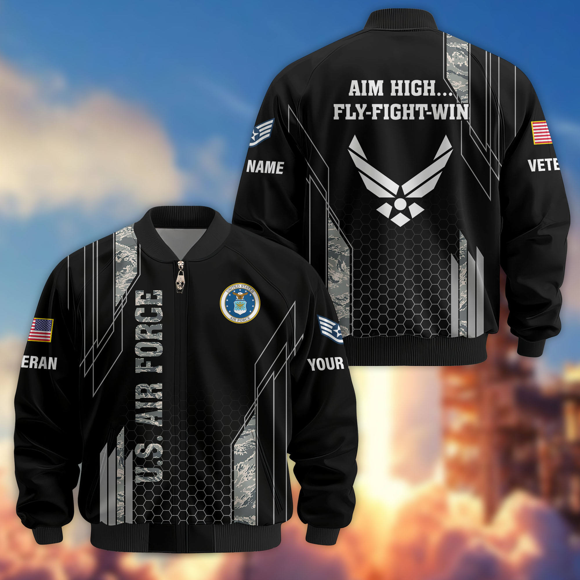 Premium Custom USAF Veteran Bomber Jacket VPVC810904, Gifts For US Air Force Veteran, Gifts On Father’s Day, Veterans Day