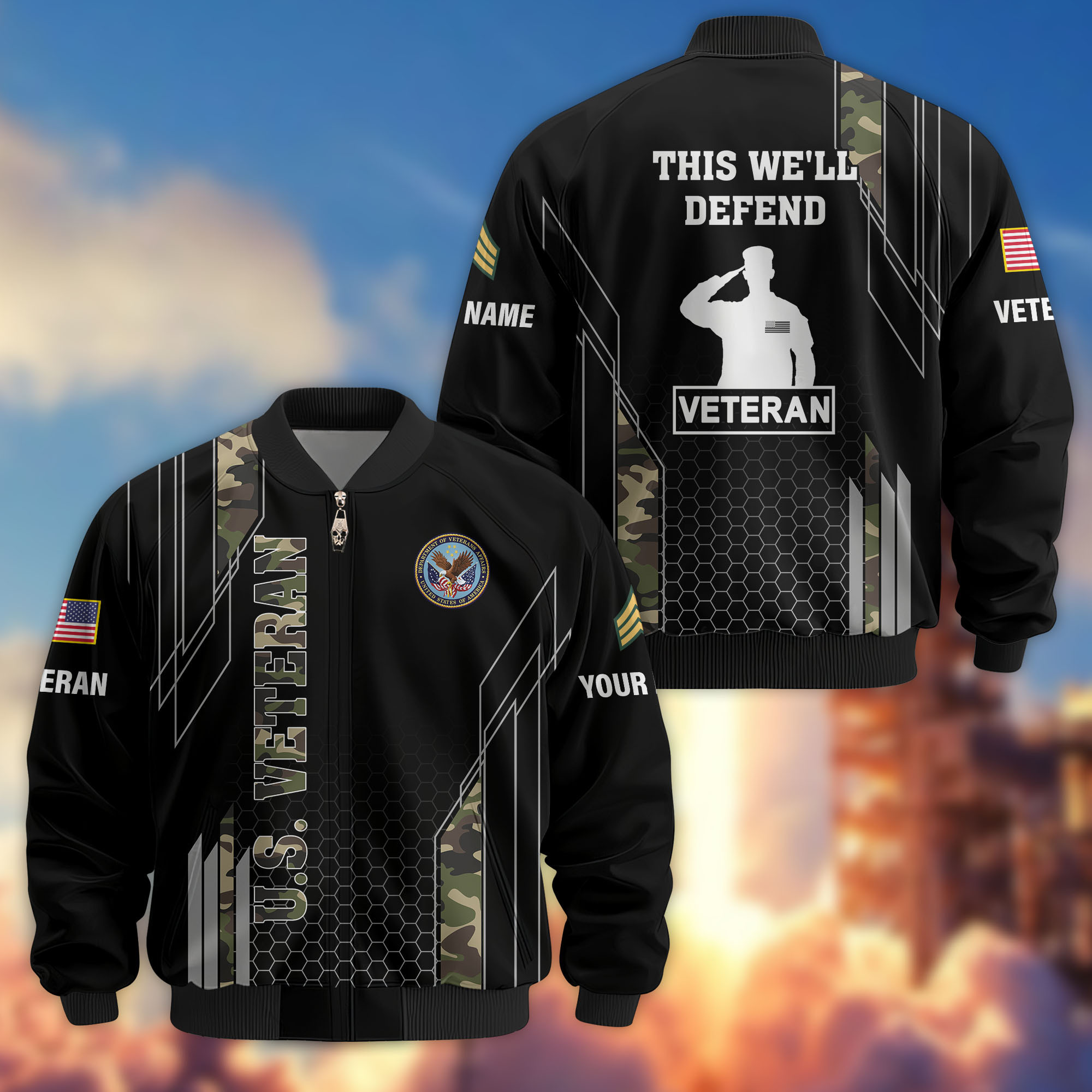 Premium Custom US Veteran Bomber Jacket VPVC810907, Gifts For US Veteran, Gifts On Father’s Day, Veterans Day
