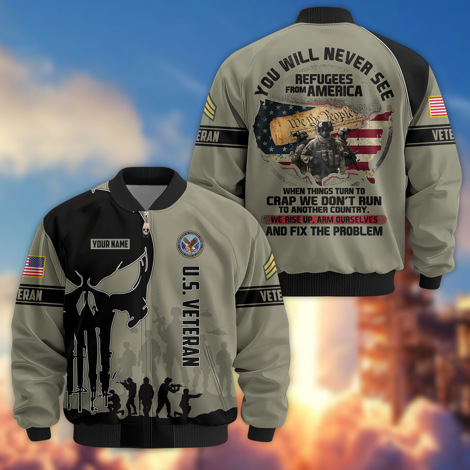 Premium Custom US Veteran Bomber Jacket VPVC811007, Gifts For US Veteran, Gifts On Father’s Day, Veterans Day
