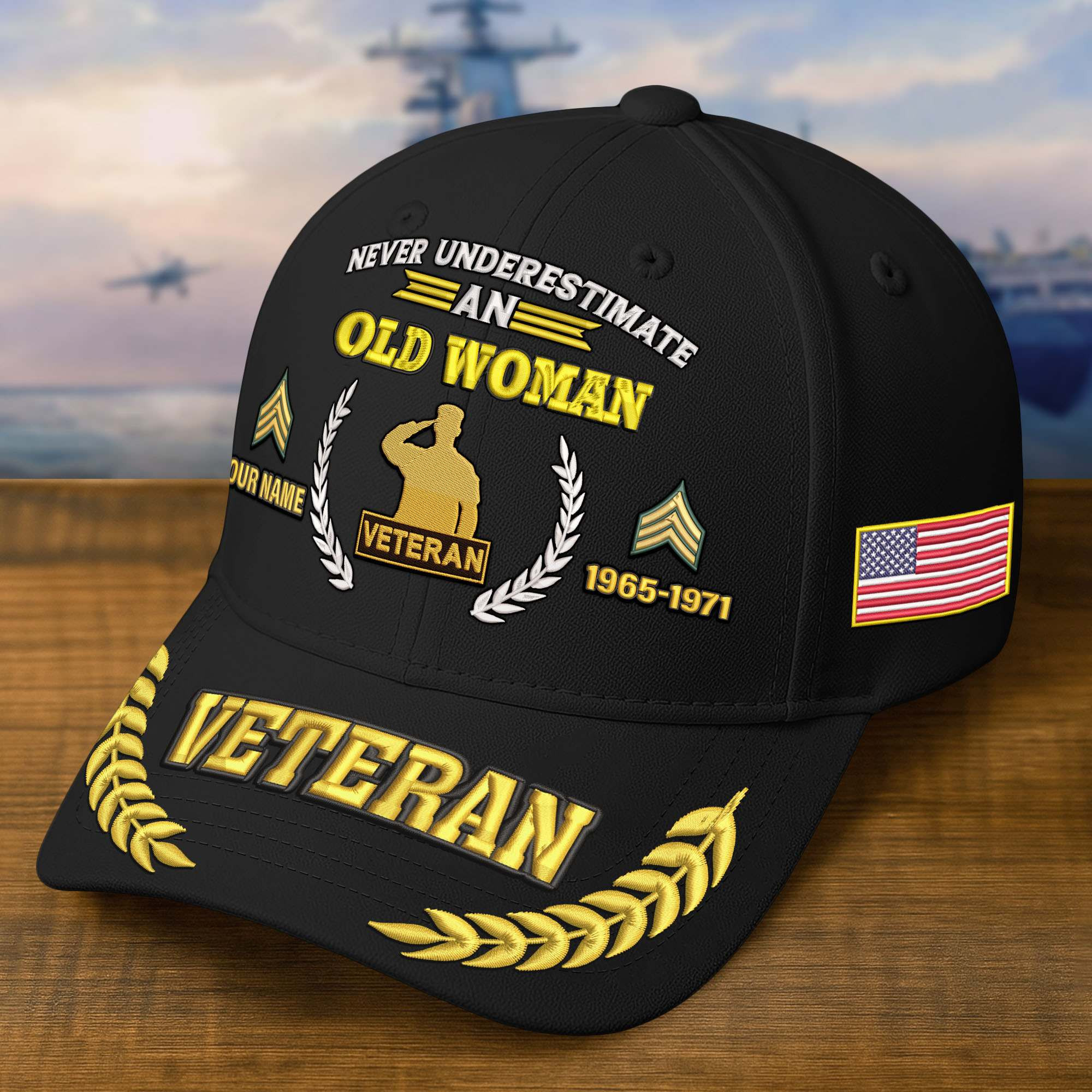 Premium Never Underestimate An Old Woman Veteran Embroidered Cap CPVC131110