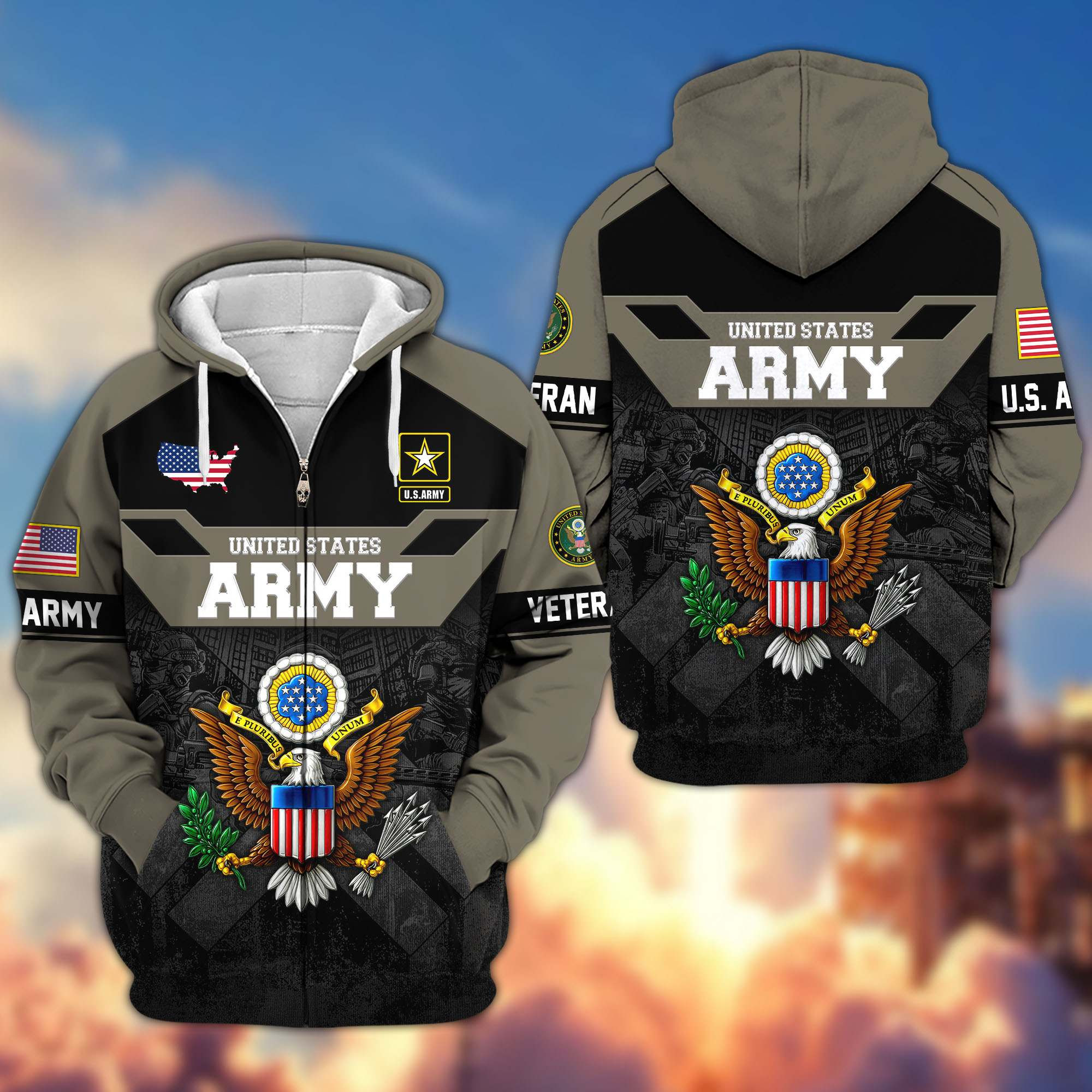 Premium US Veteran Zip Up Hoodie CPVC151115