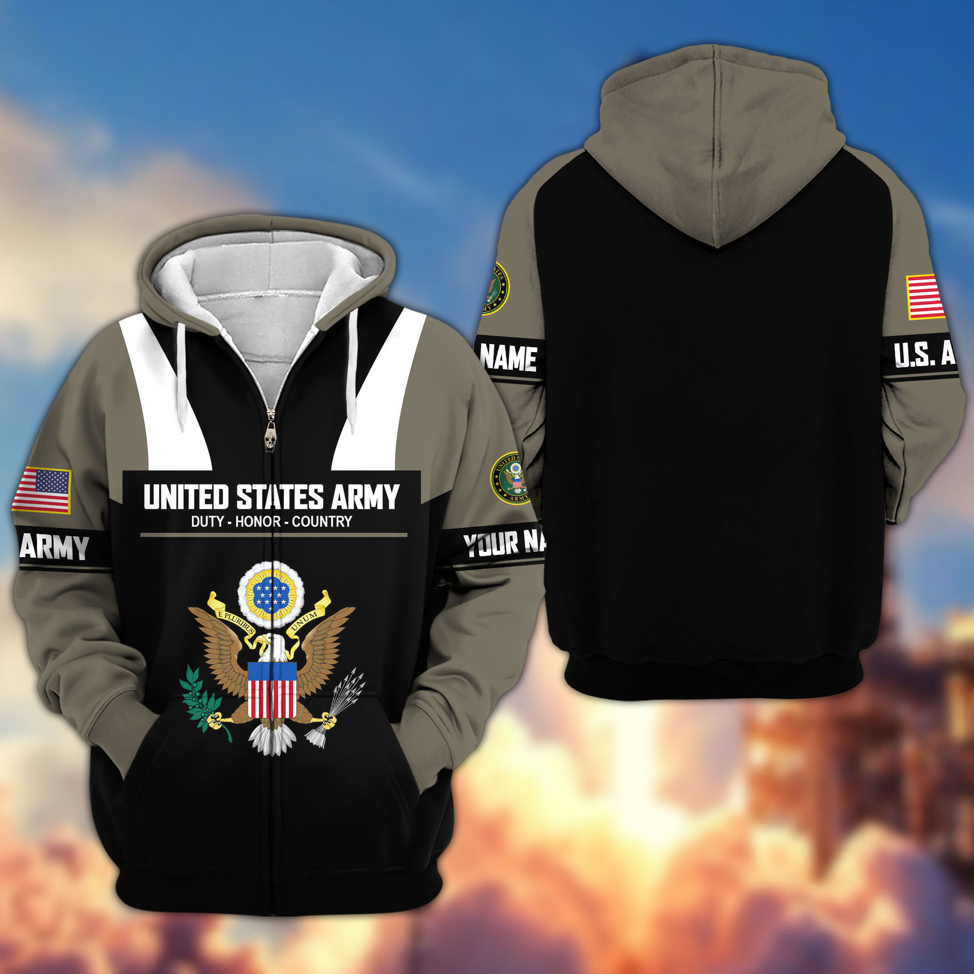 Premium US Veteran Zip Up Hoodie CPVC151114