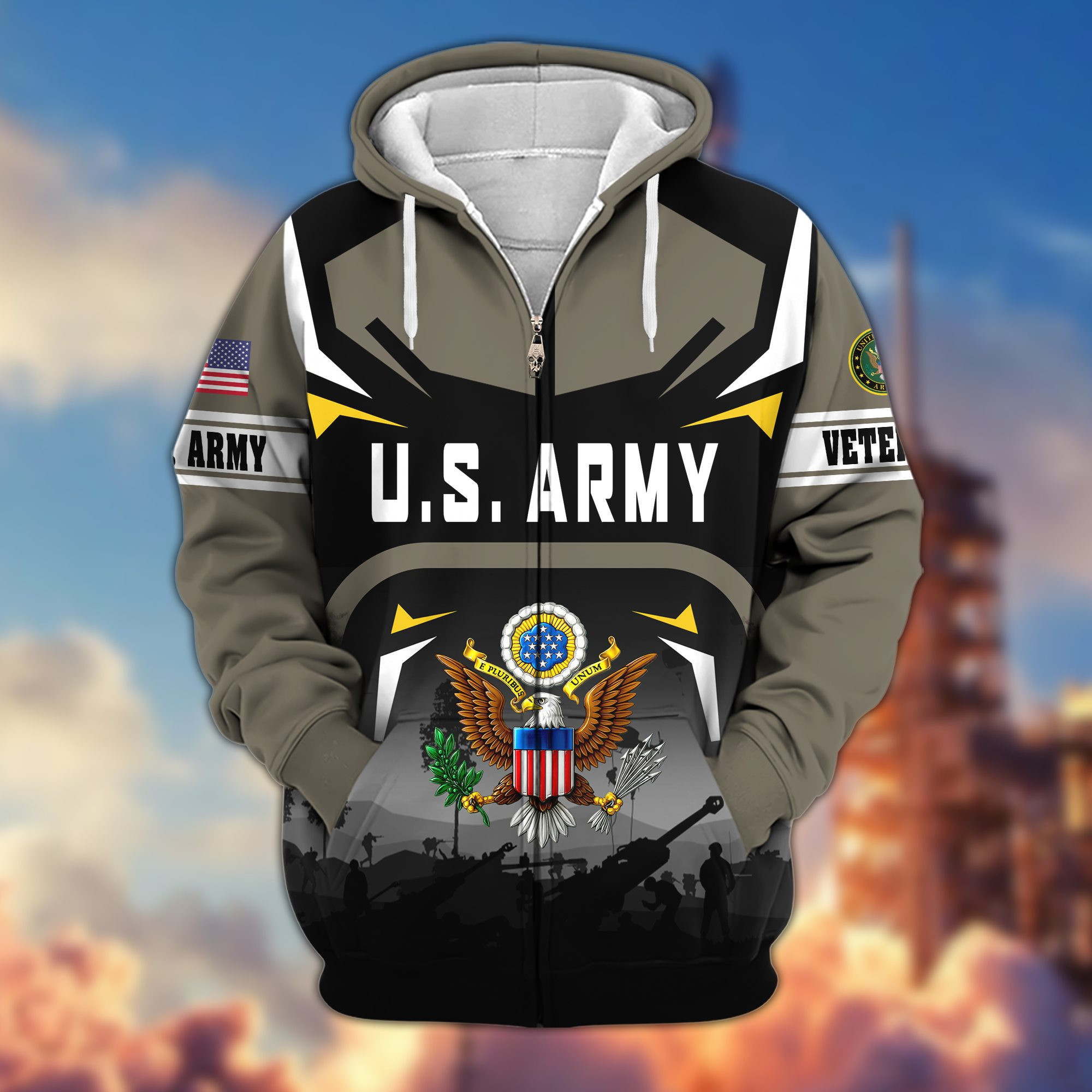 Premium US Veterans Zip Up Hoodie BPHN291013, Gifts For US Veterans, Gifts On Father’s Day, Veterans Day