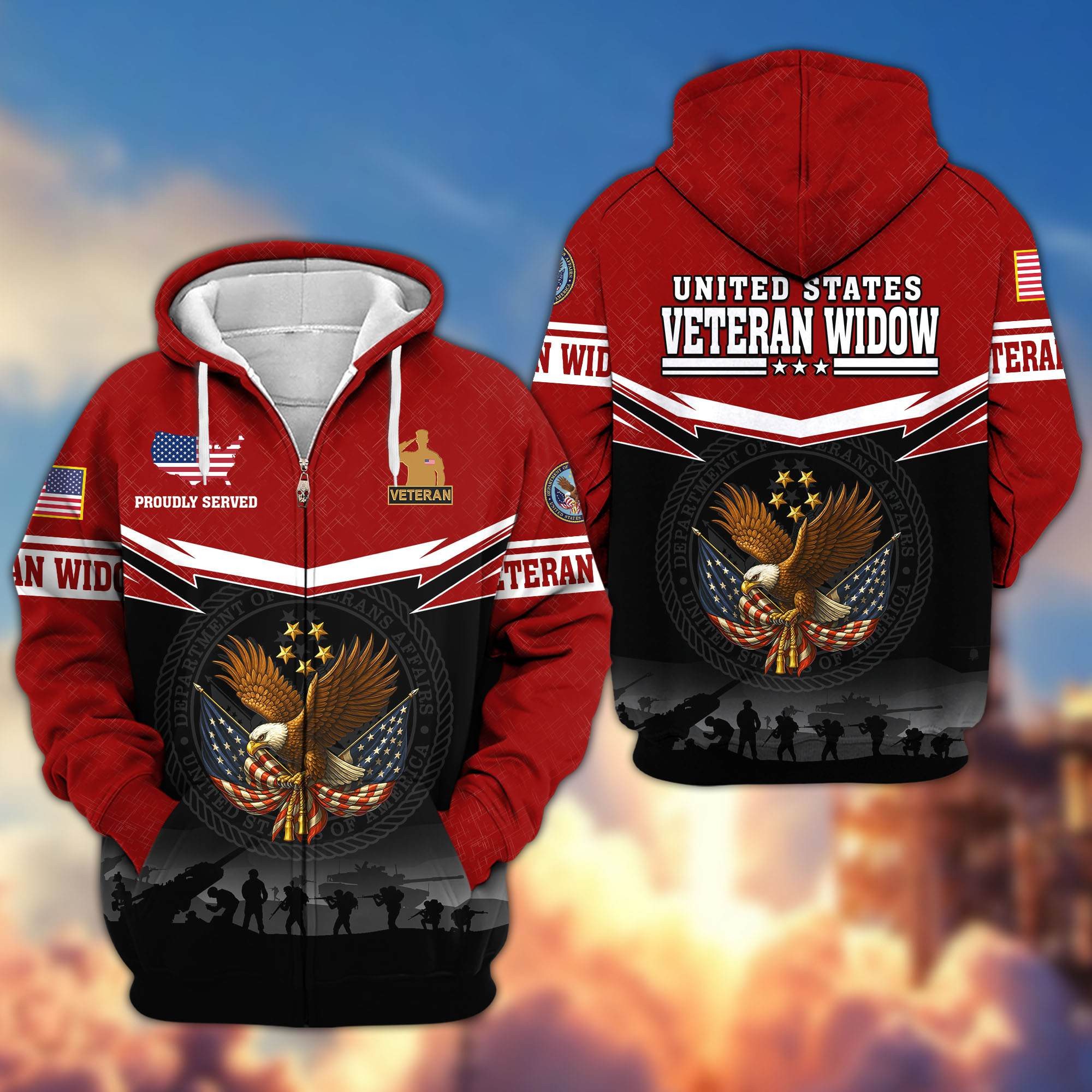 Premium US Veteran Widow Zip Up Hoodie CPVC171111