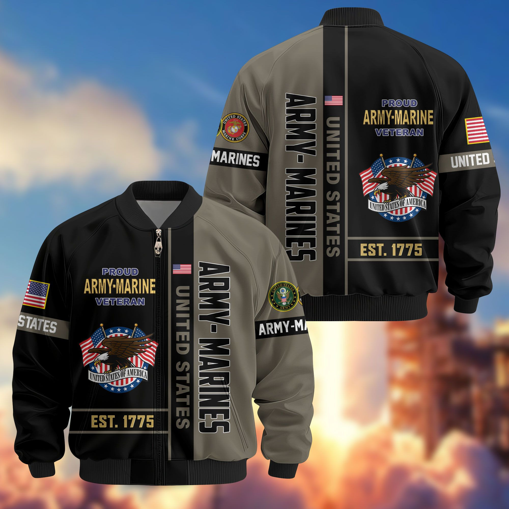 Premium Custom US Army – US Marines Bomber Jacket CPVC171113