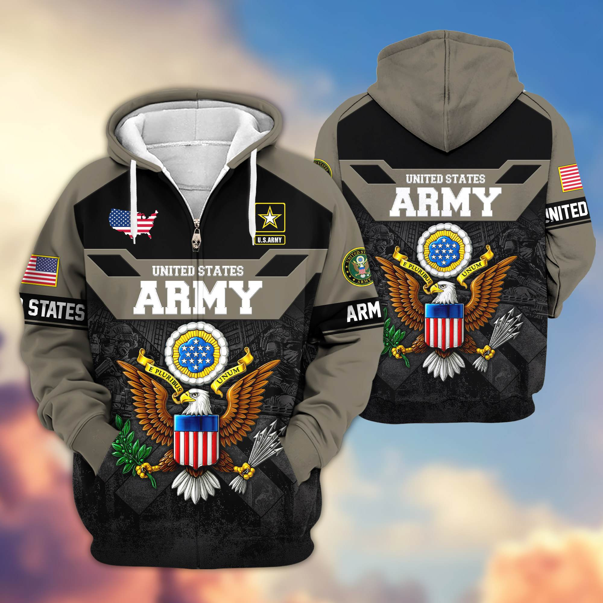 Premium United States Military Zip Up Hoodie CPVC251110