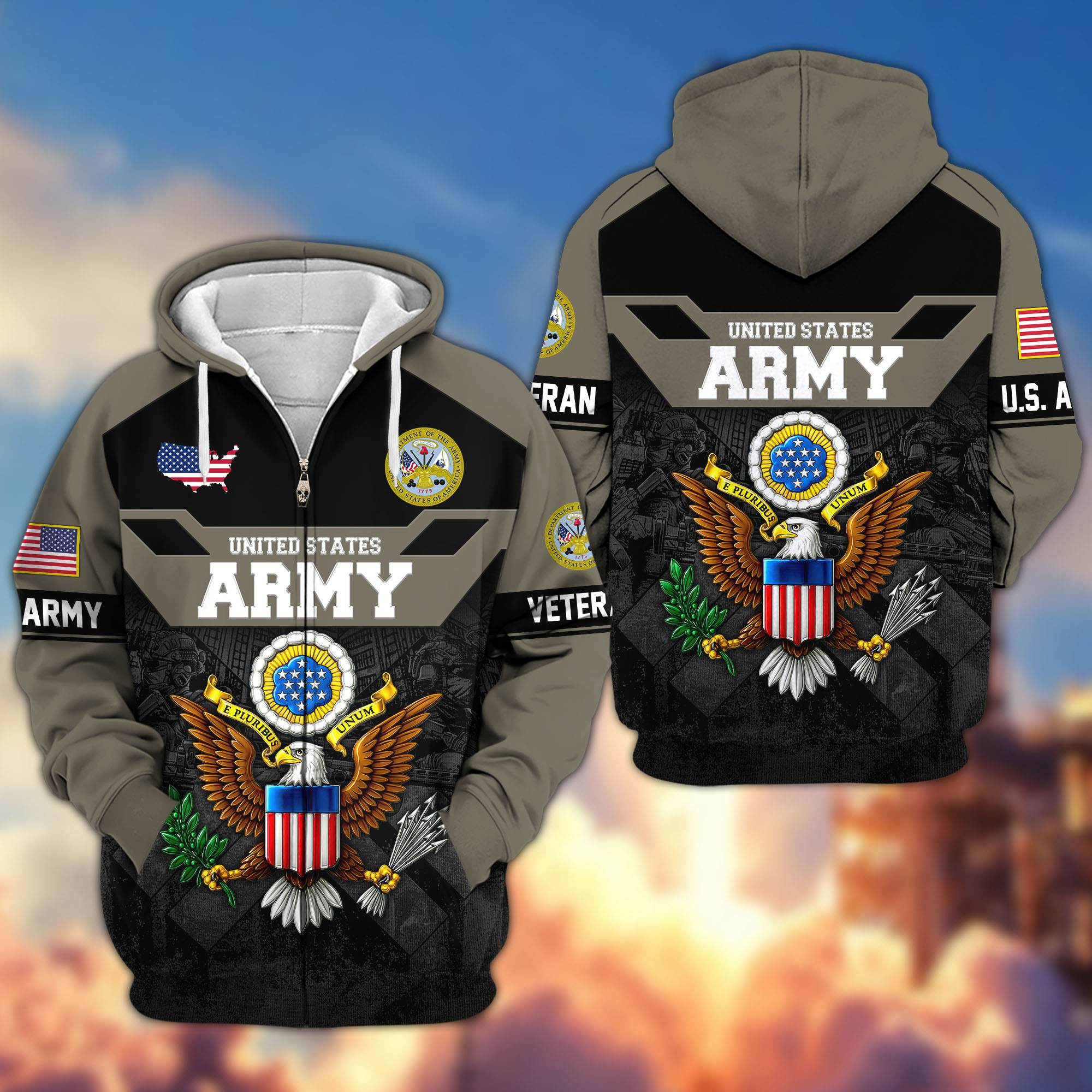 Premium US Army Zip Up Hoodie CPVC261110