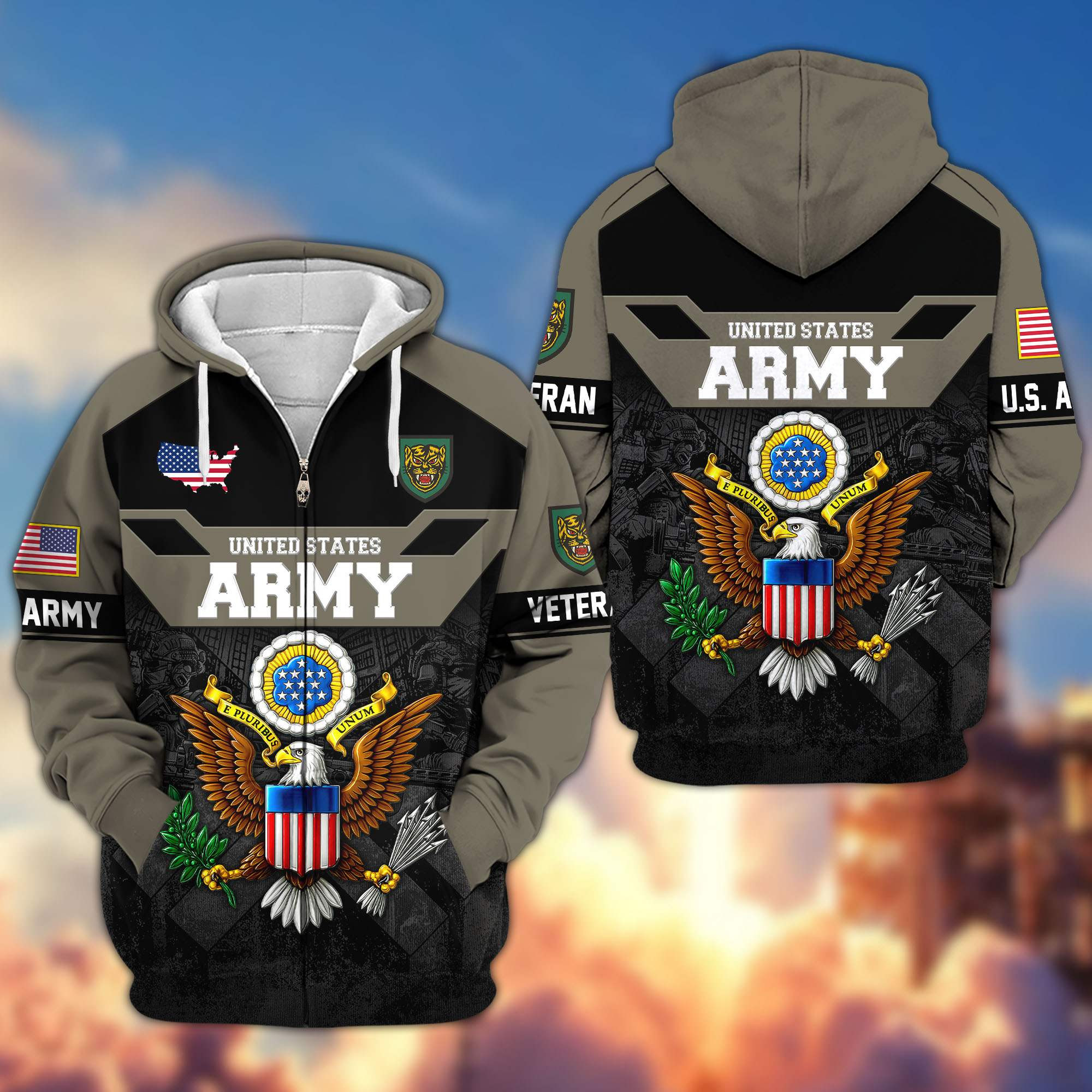 Premium US Army Zip Up Hoodie CPVC261111
