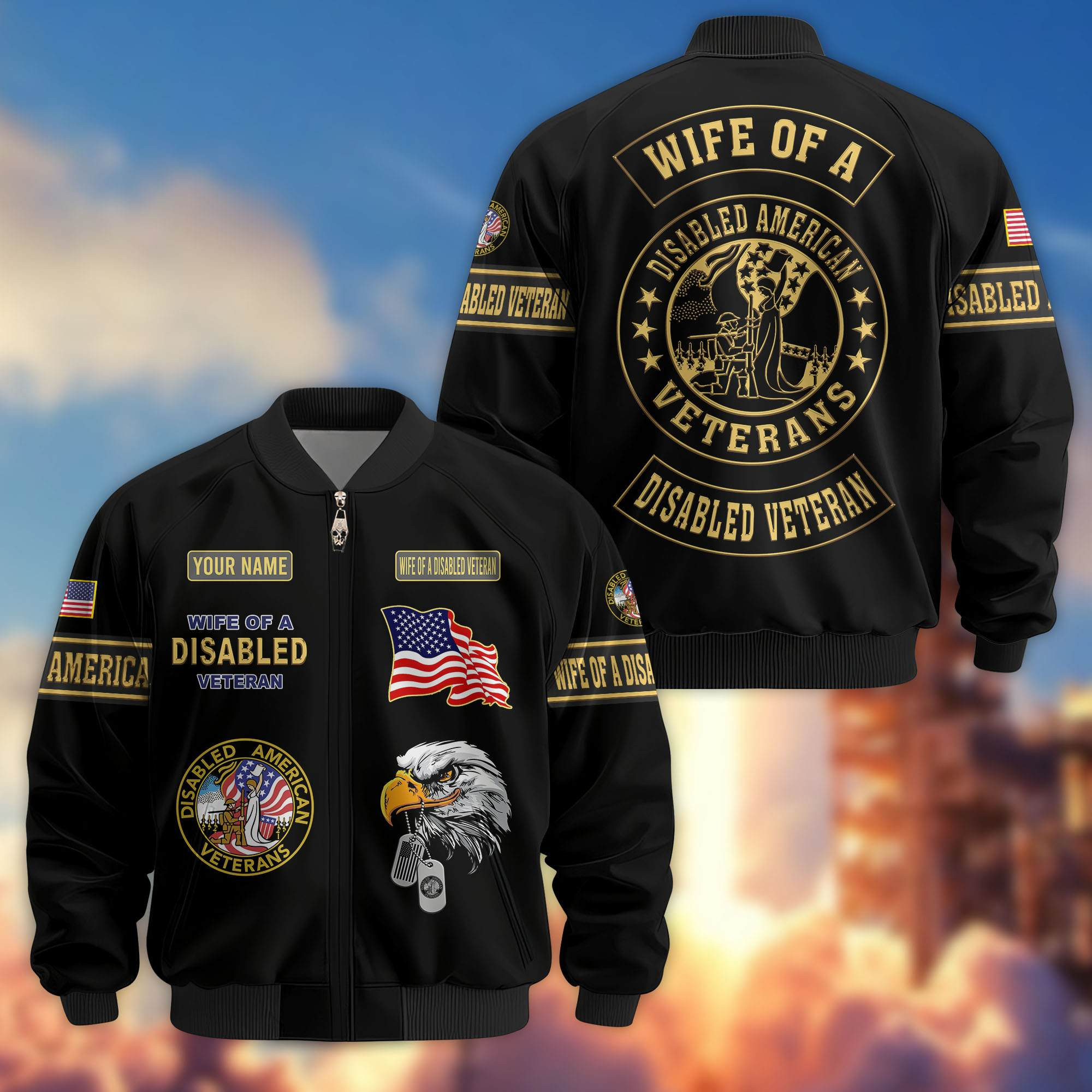 Premium Custom Wife Of A Disabled Veteran Bomber Jacket CPVC271110