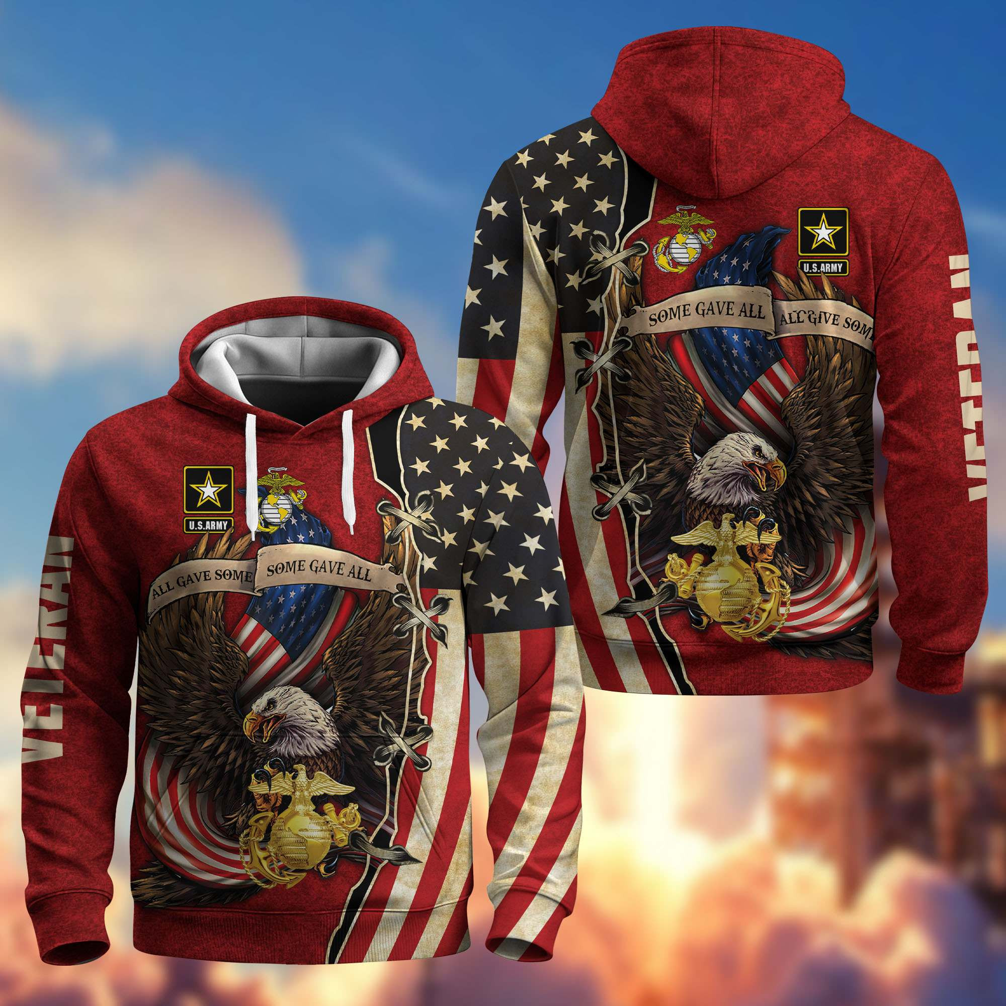 Premium US Army – USMC Veteran Hoodie CPVC291111