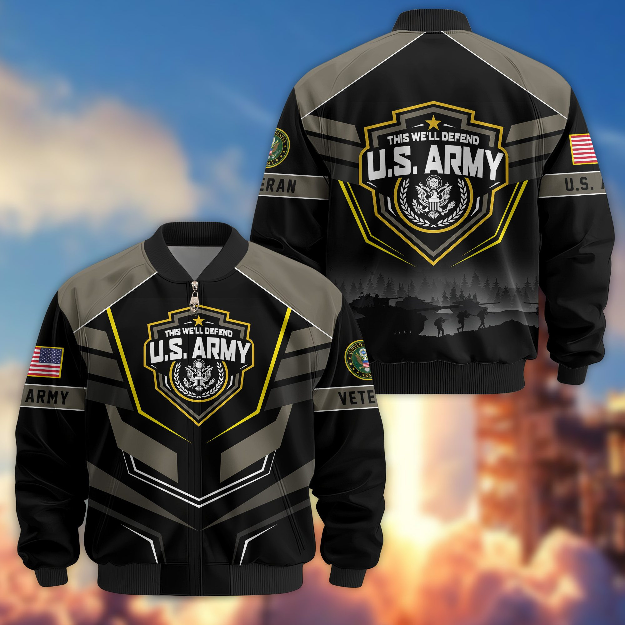 Premium US Veterans Bomber Jacket BPHN241114, Gifts For US Veterans, Gifts On Father’s Day, Veterans Day