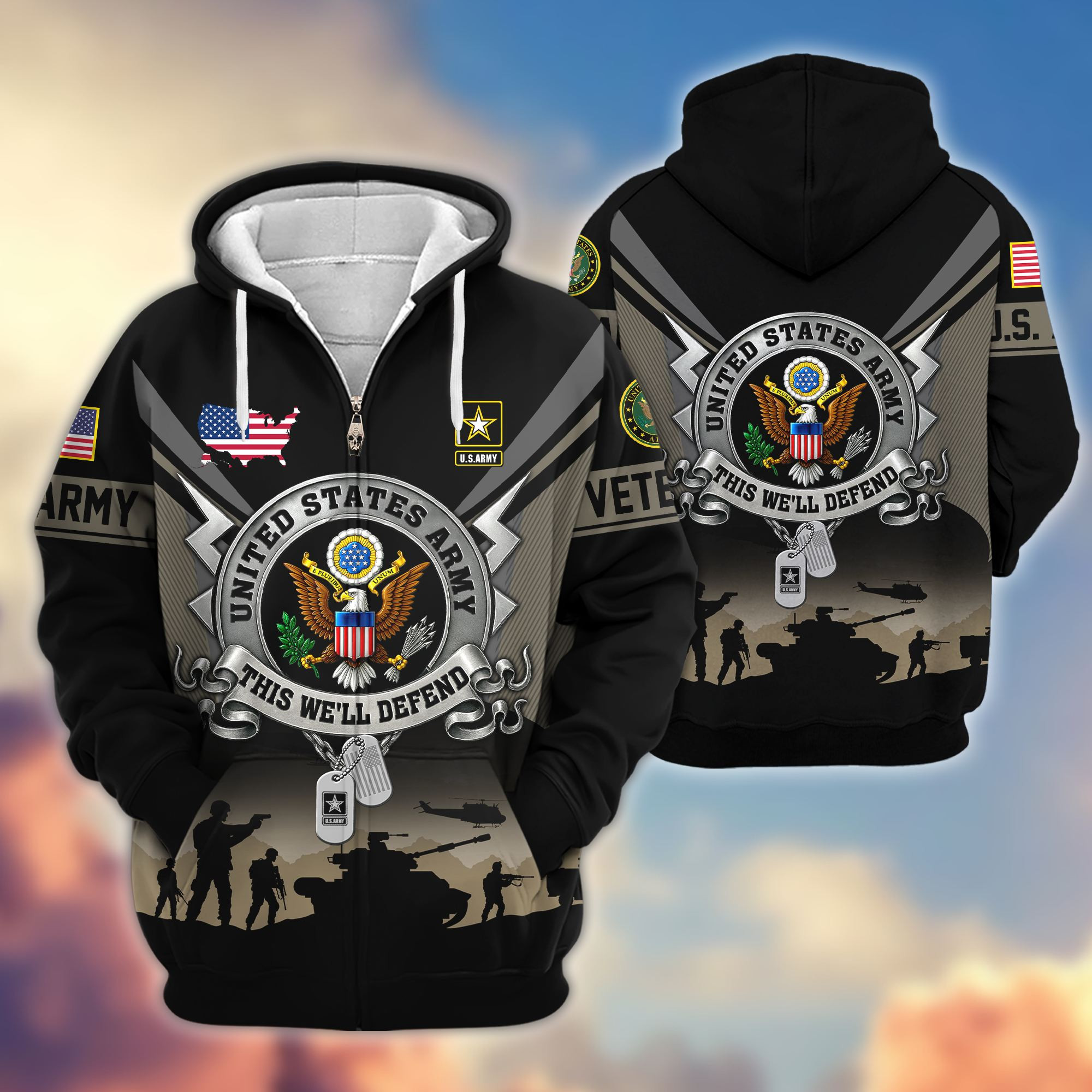 Premium US Veterans Zip Up Hoodie BPHN241012, Gifts For US Veterans, Gifts On Father’s Day, Veterans Day